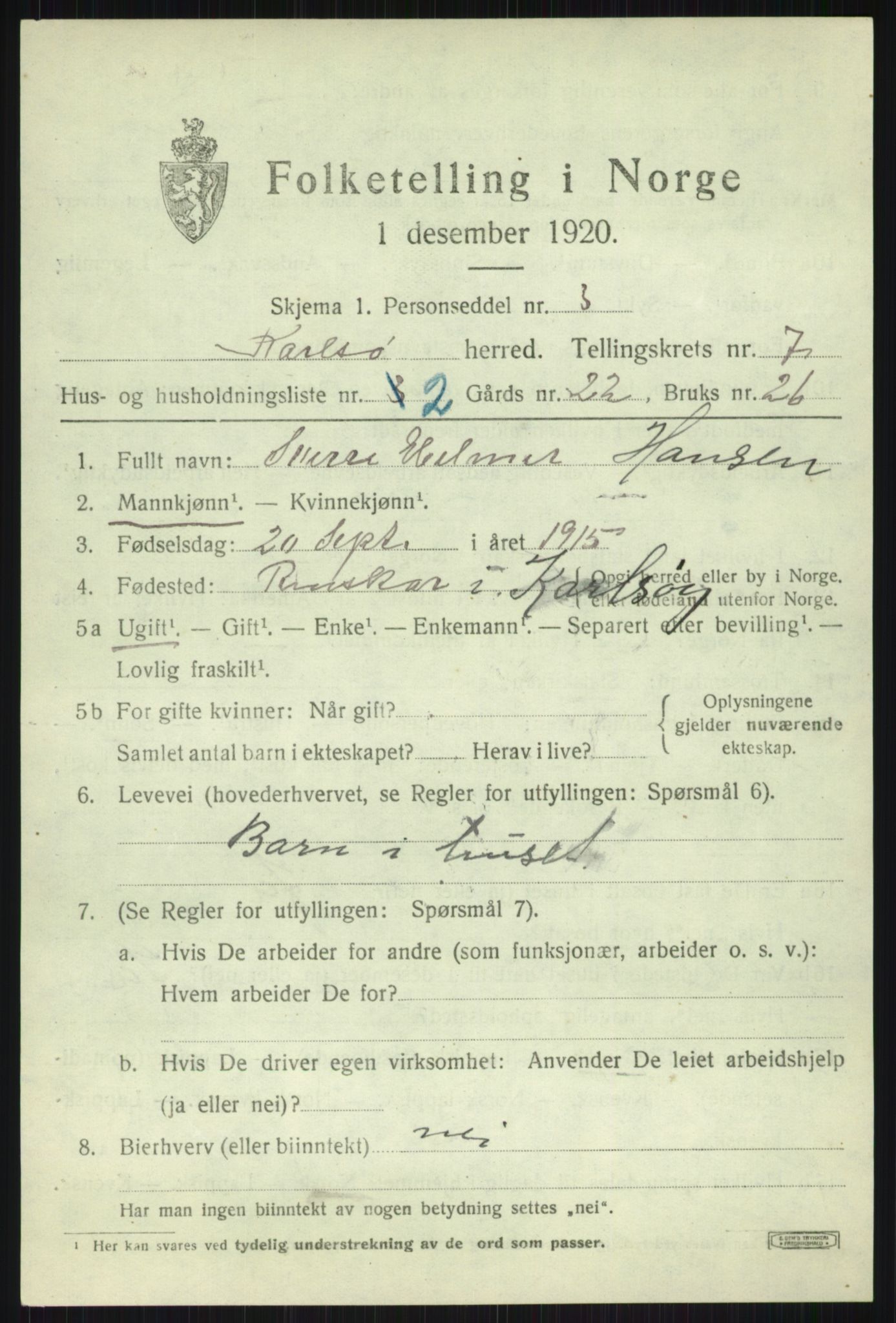 SATØ, 1920 census for Karlsøy, 1920, p. 2662