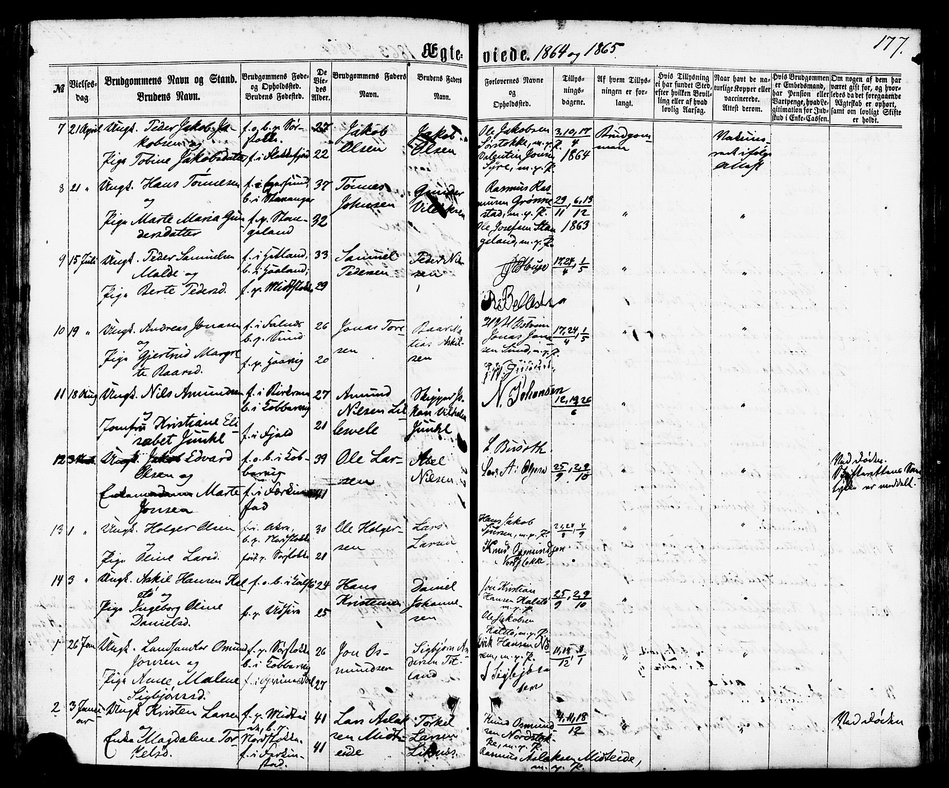 Avaldsnes sokneprestkontor, SAST/A -101851/H/Ha/Haa/L0011: Parish register (official) no. A 11, 1861-1880, p. 177