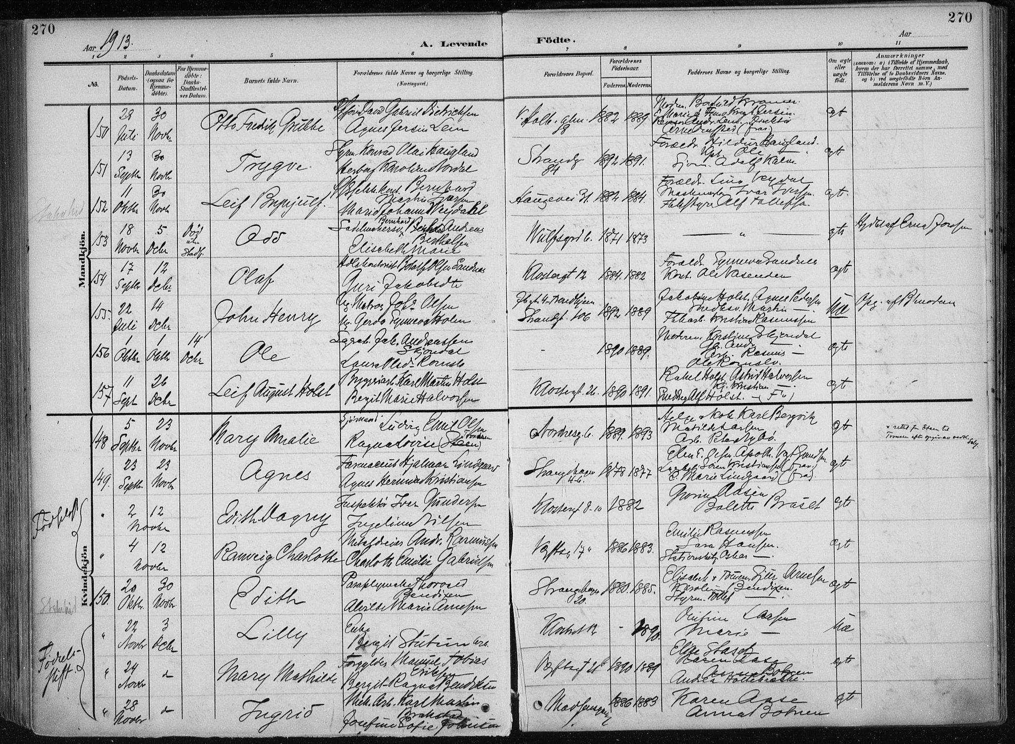 Nykirken Sokneprestembete, SAB/A-77101/H/Haa/L0019: Parish register (official) no. B 7, 1904-1916, p. 270
