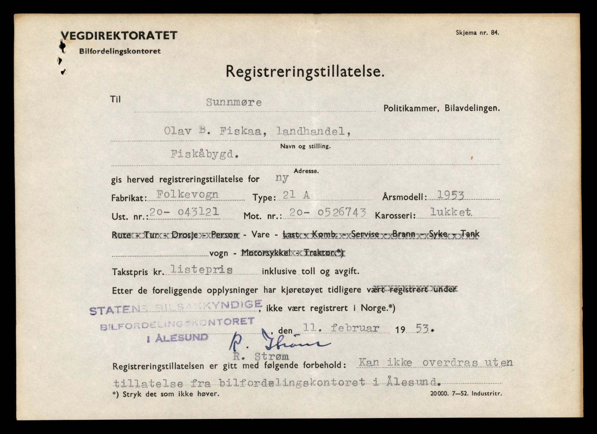 Møre og Romsdal vegkontor - Ålesund trafikkstasjon, AV/SAT-A-4099/F/Fe/L0034: Registreringskort for kjøretøy T 12500 - T 12652, 1927-1998, p. 97