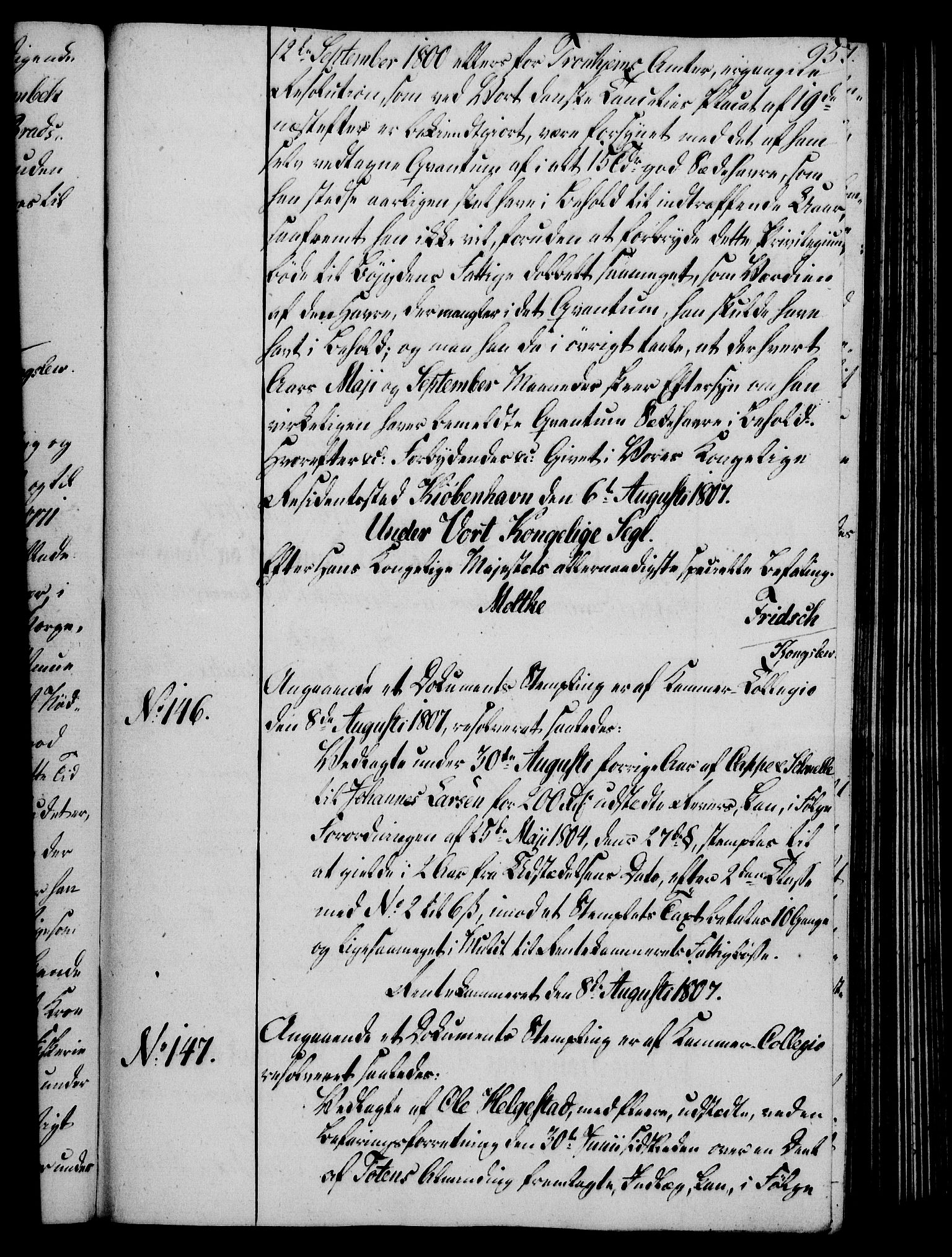 Rentekammeret, Kammerkanselliet, AV/RA-EA-3111/G/Gg/Gga/L0019: Norsk ekspedisjonsprotokoll med register (merket RK 53.19), 1807-1810, p. 95