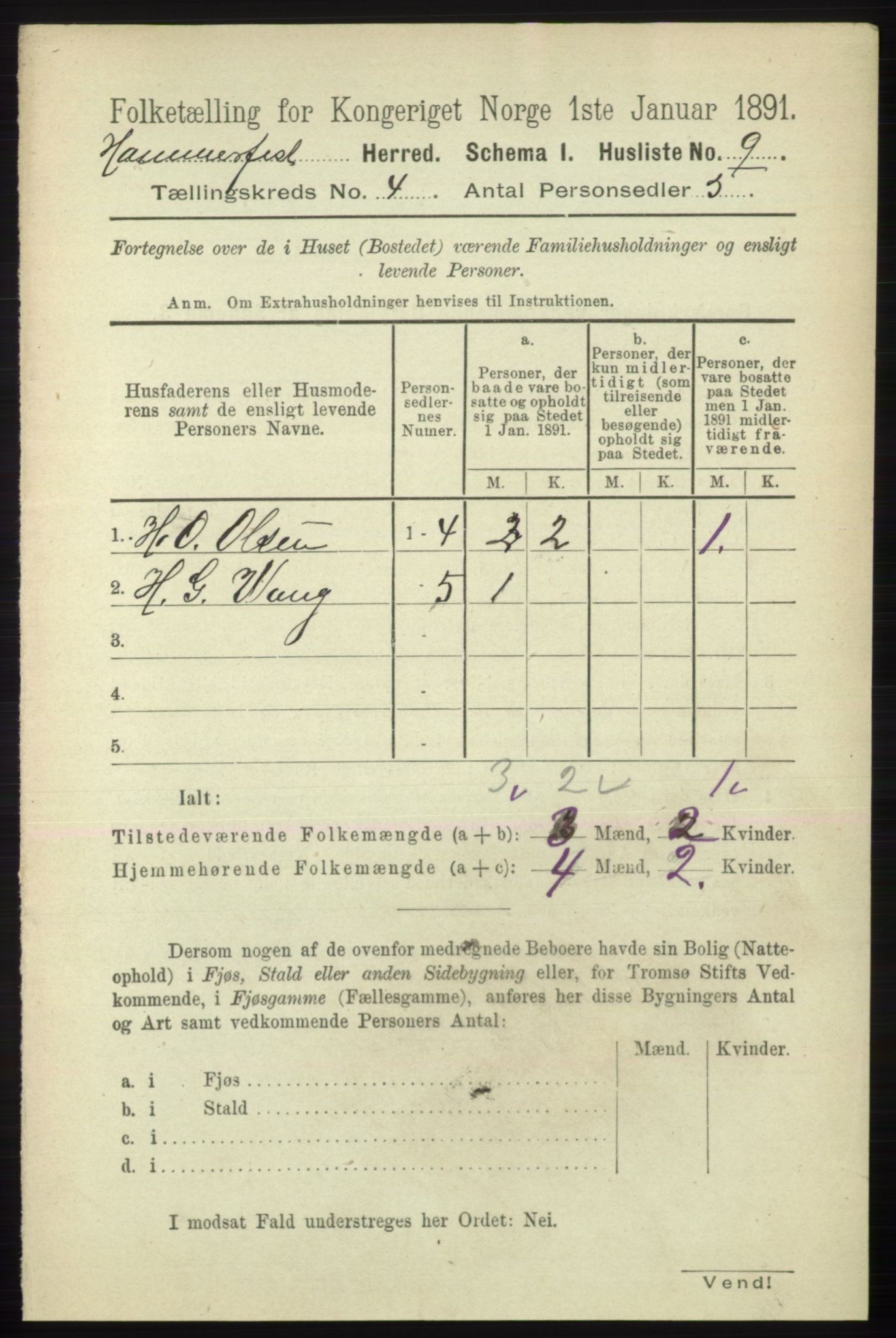RA, 1891 census for 2016 Hammerfest, 1891, p. 1096