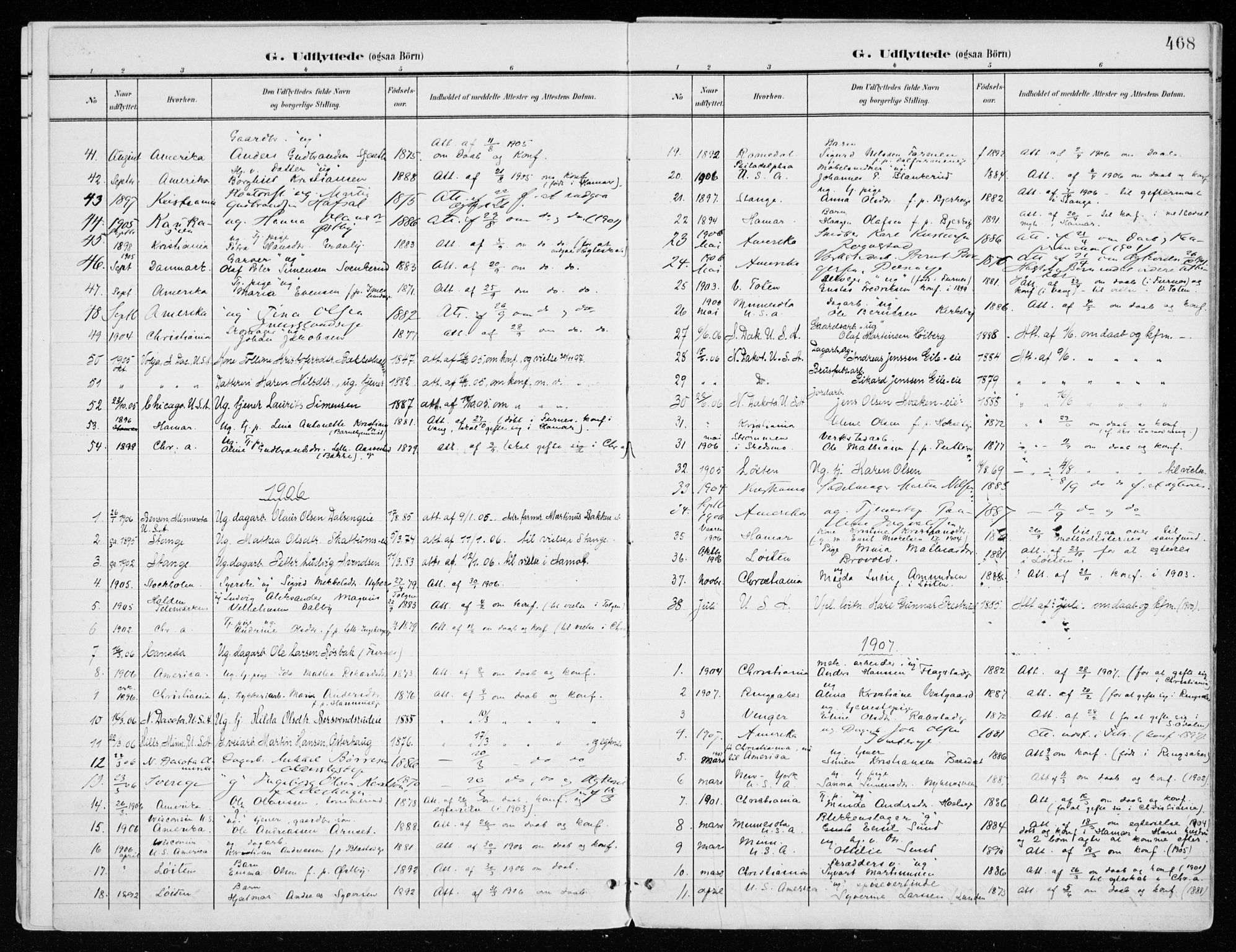 Vang prestekontor, Hedmark, SAH/PREST-008/H/Ha/Haa/L0021: Parish register (official) no. 21, 1902-1917, p. 468