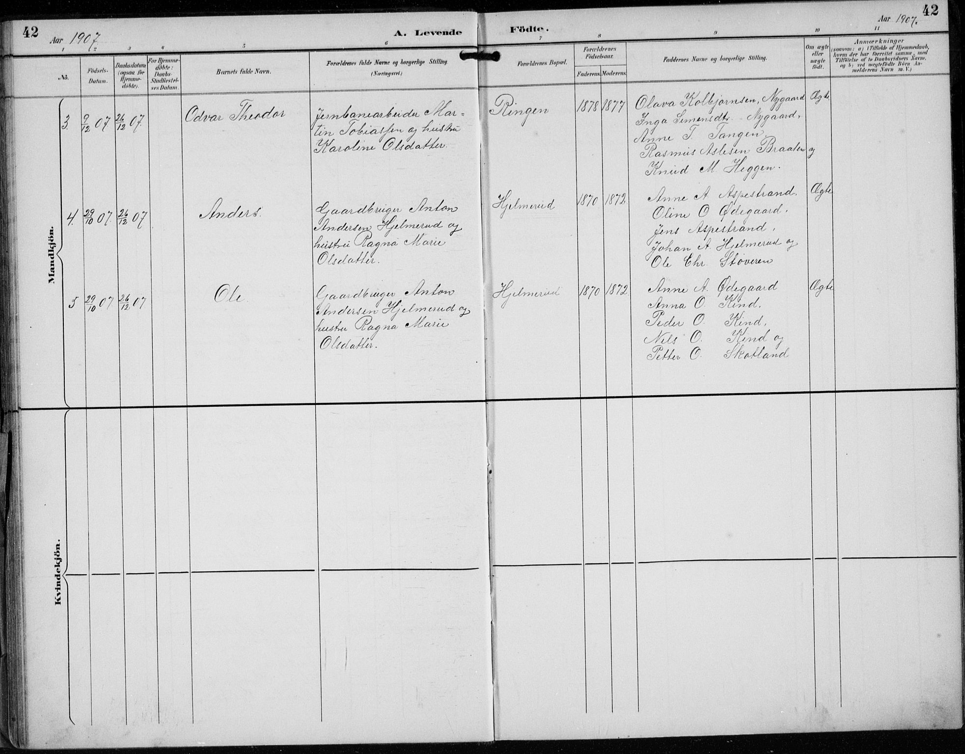 Lunder kirkebøker, AV/SAKO-A-629/F/Fb/L0001: Parish register (official) no. II 1, 1893-1916, p. 42