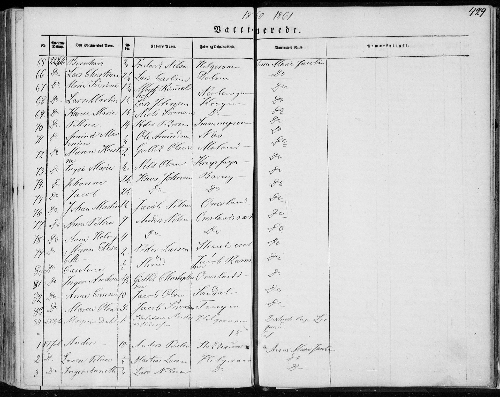 Brunlanes kirkebøker, SAKO/A-342/F/Fa/L0004: Parish register (official) no. I 4, 1846-1862, p. 429