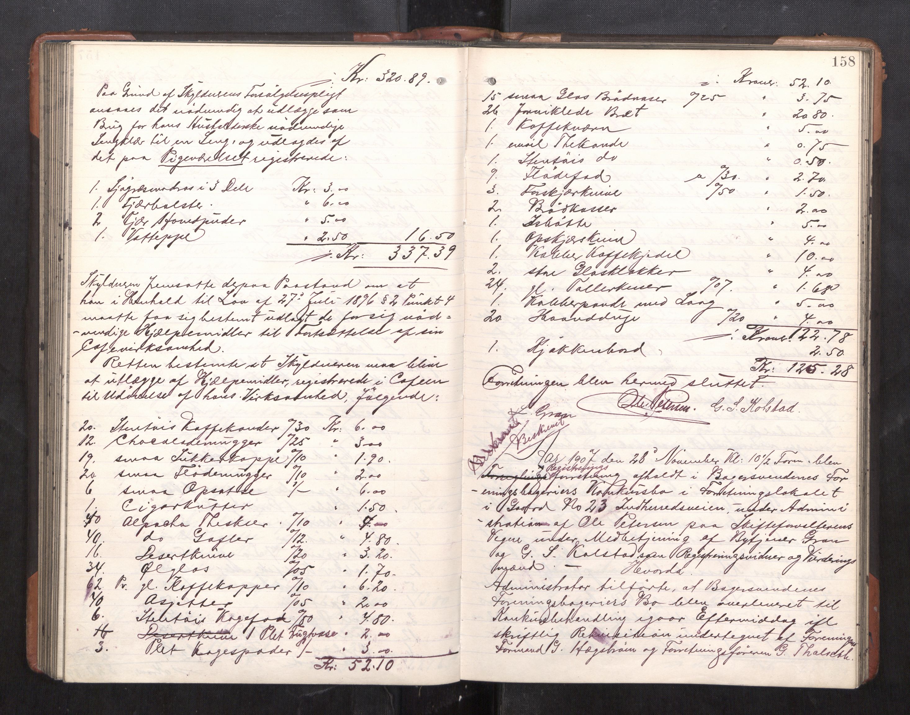Trondheim byfogd, AV/SAT-A-0003/1/3/3C/L0025: Skifteregistreringsprotokoll - 24/1-14/7. (u/ register), 1906-1909, p. 158