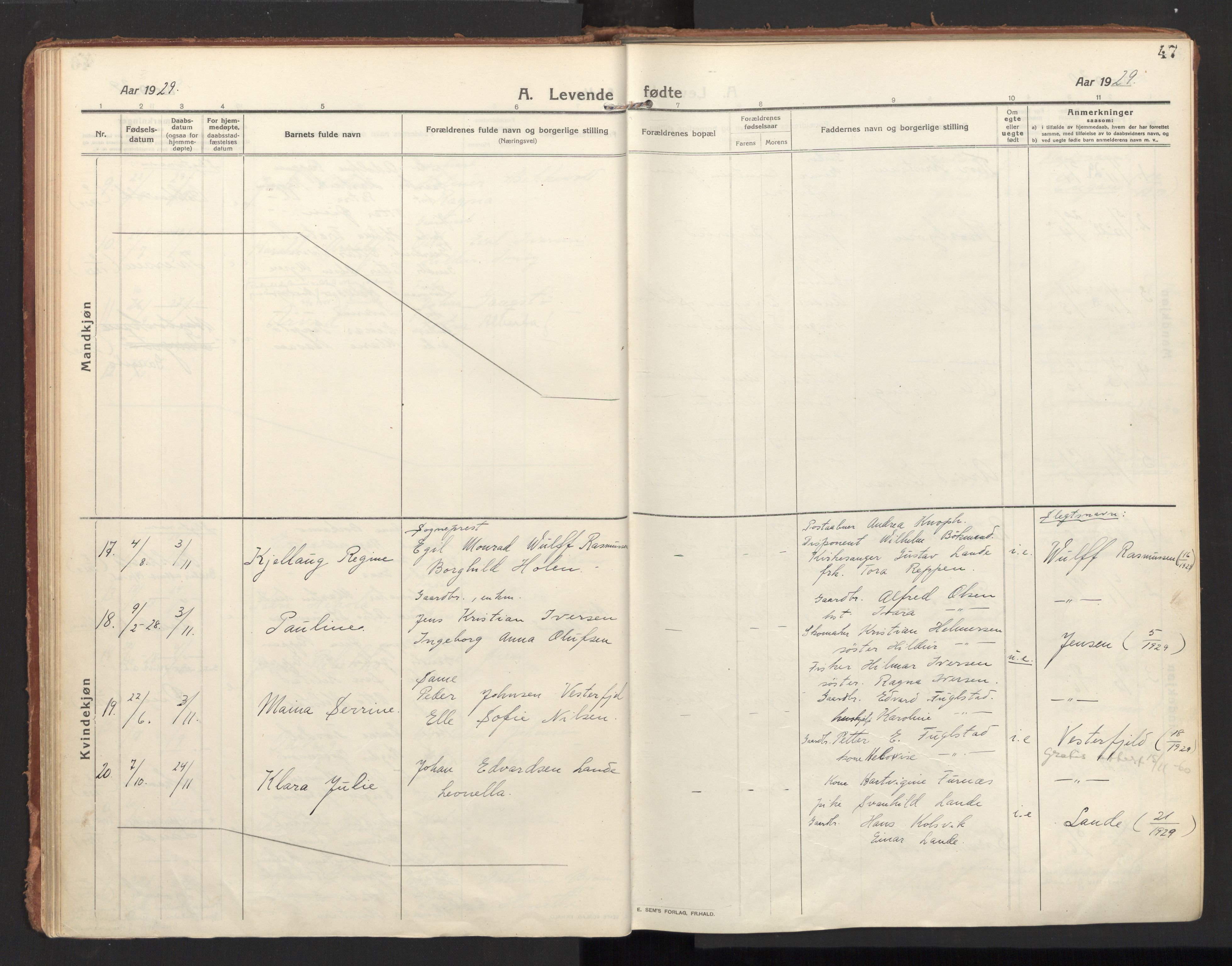 Ministerialprotokoller, klokkerbøker og fødselsregistre - Nordland, AV/SAT-A-1459/810/L0156: Parish register (official) no. 810A15, 1915-1930, p. 47