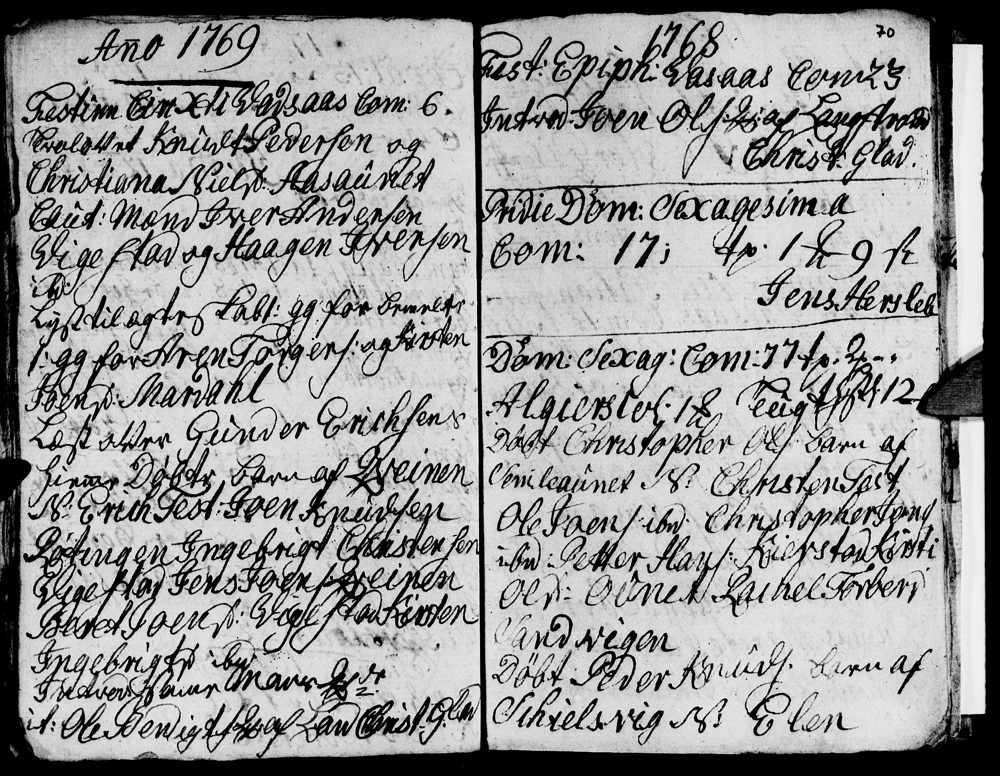 Ministerialprotokoller, klokkerbøker og fødselsregistre - Nordland, AV/SAT-A-1459/810/L0138: Parish register (official) no. 810A02, 1763-1770, p. 70