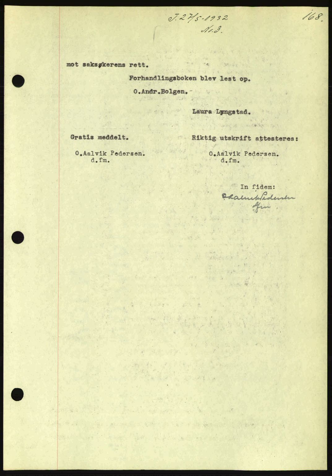 Kristiansund byfogd, AV/SAT-A-4587/A/27: Mortgage book no. 26, 1931-1933, Deed date: 27.05.1932