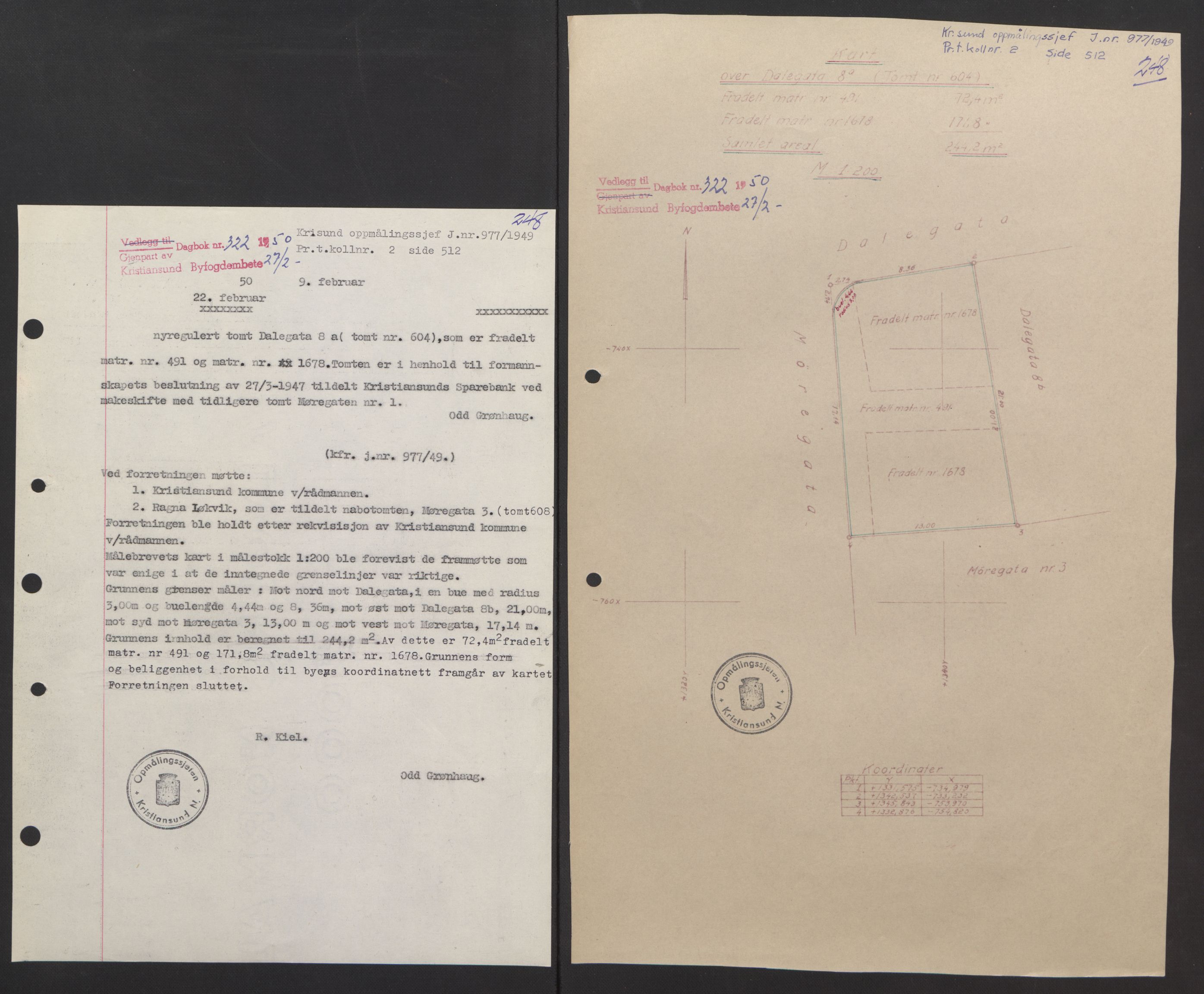 Kristiansund byfogd, AV/SAT-A-4587/A/27: Mortgage book no. 42, 1947-1950, Diary no: : 322/1950