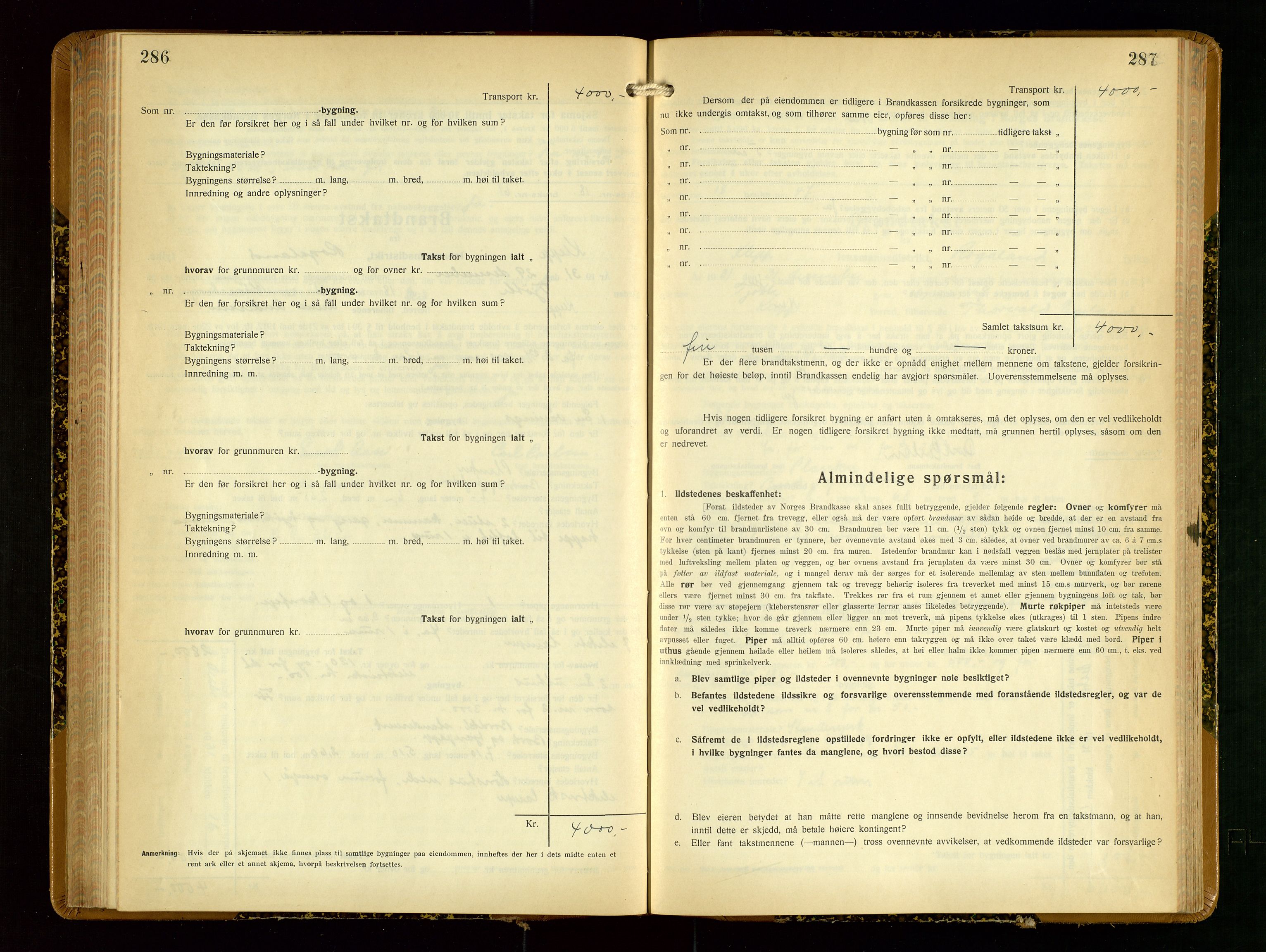 Klepp lensmannskontor, SAST/A-100163/Goc/L0012: "Brandtakstprotokoll" m/register, 1929-1933, p. 286-287