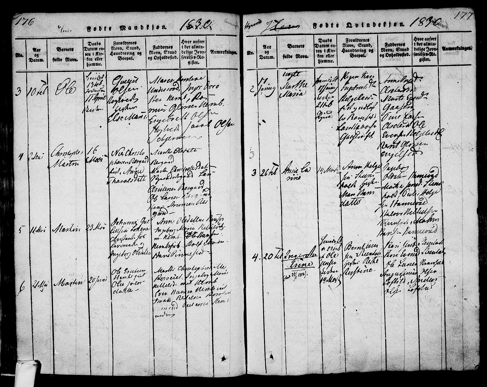 Lardal kirkebøker, AV/SAKO-A-350/F/Fa/L0005: Parish register (official) no. I 5, 1814-1835, p. 176-177