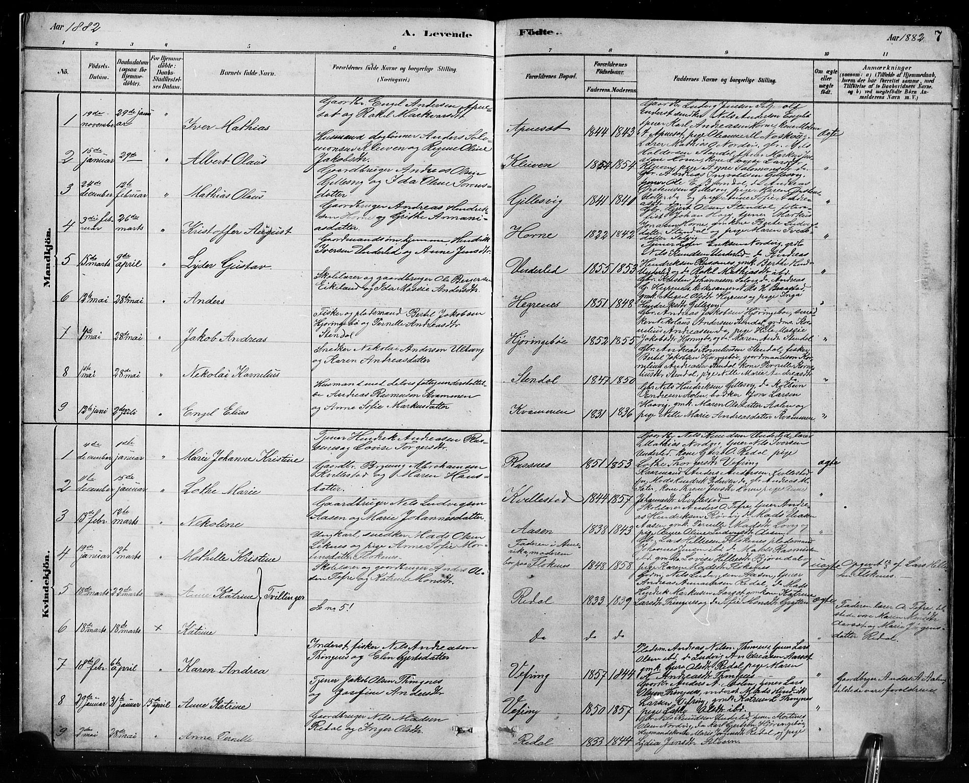 Førde sokneprestembete, SAB/A-79901/H/Hab/Habe/L0001: Parish register (copy) no. E 1, 1881-1920, p. 7