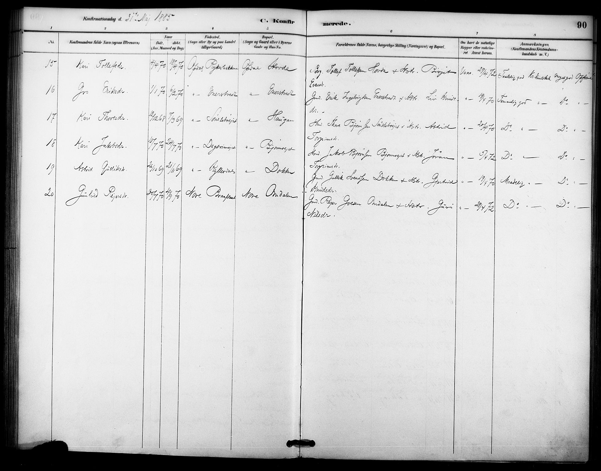 Nore kirkebøker, AV/SAKO-A-238/F/Fc/L0004: Parish register (official) no. III 4, 1885-1898, p. 90