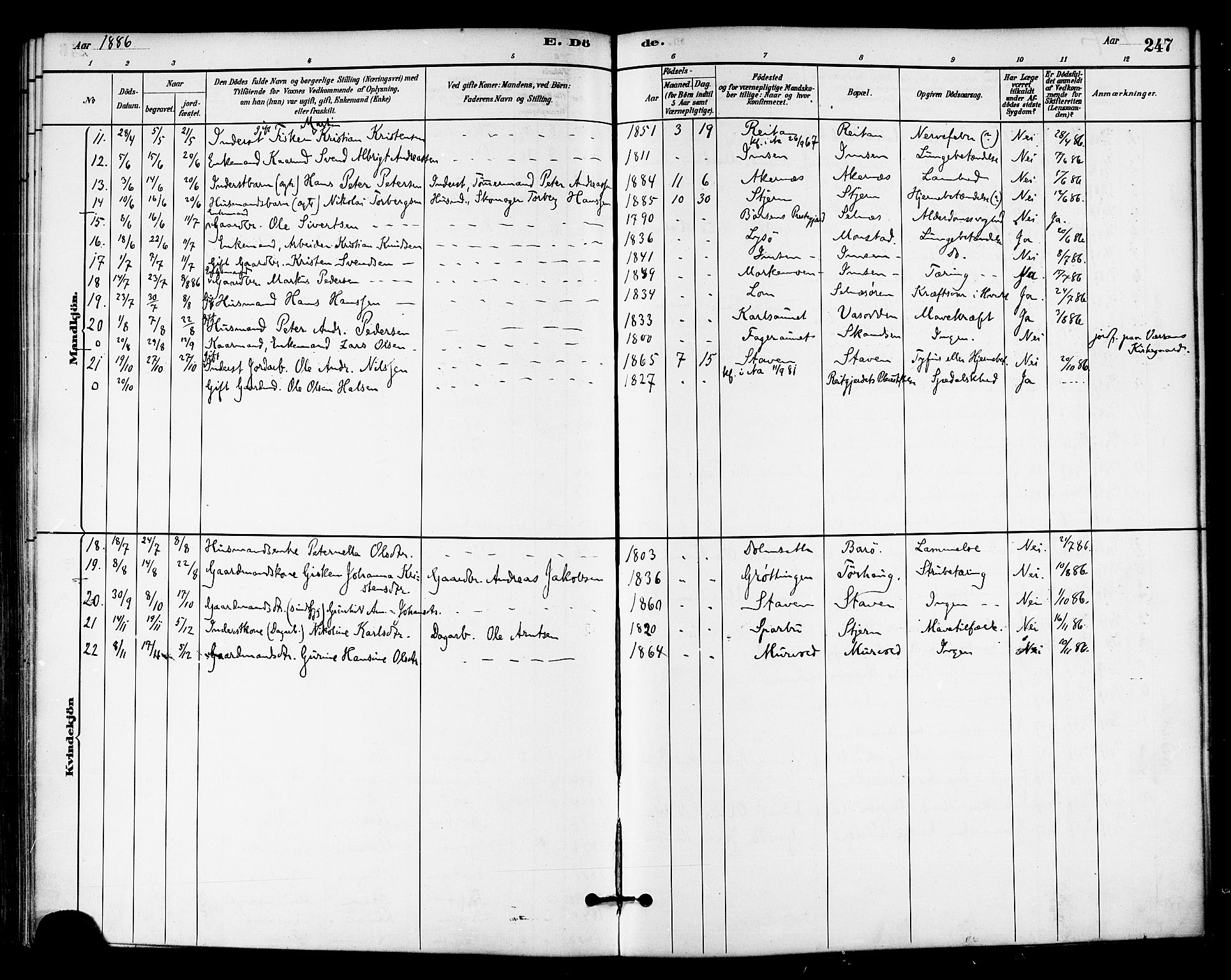 Ministerialprotokoller, klokkerbøker og fødselsregistre - Sør-Trøndelag, SAT/A-1456/655/L0680: Parish register (official) no. 655A09, 1880-1894, p. 247