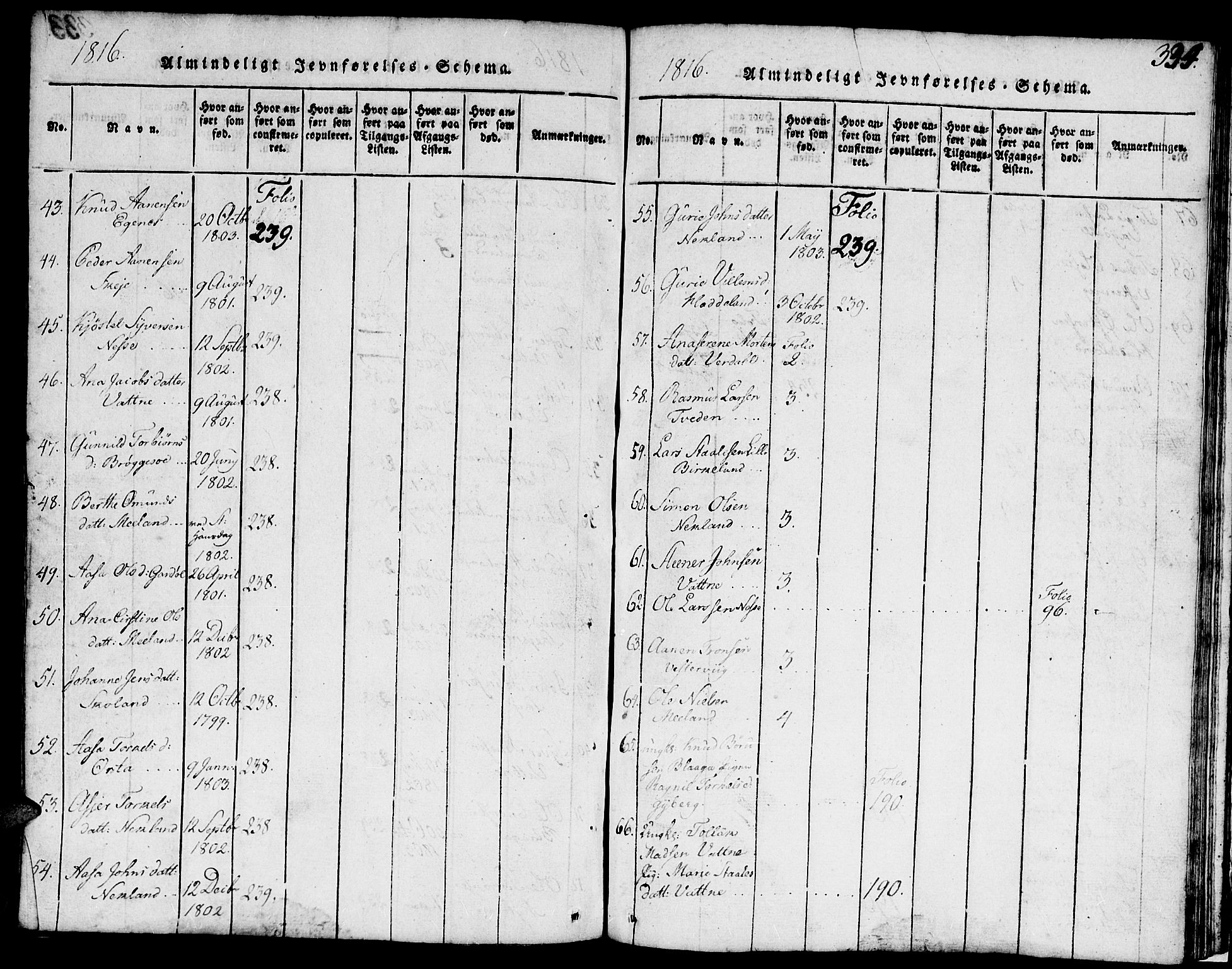 Hægebostad sokneprestkontor, AV/SAK-1111-0024/F/Fb/Fbb/L0001: Parish register (copy) no. B 1, 1816-1850, p. 334