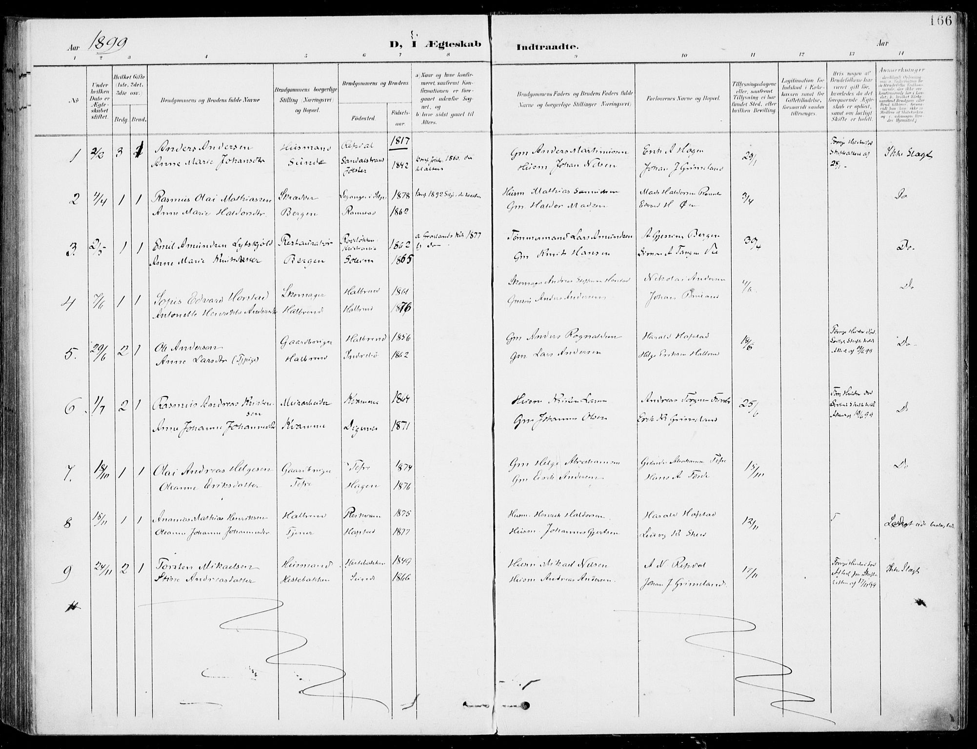 Førde sokneprestembete, SAB/A-79901/H/Haa/Haab/L0002: Parish register (official) no. B  2, 1899-1920, p. 166