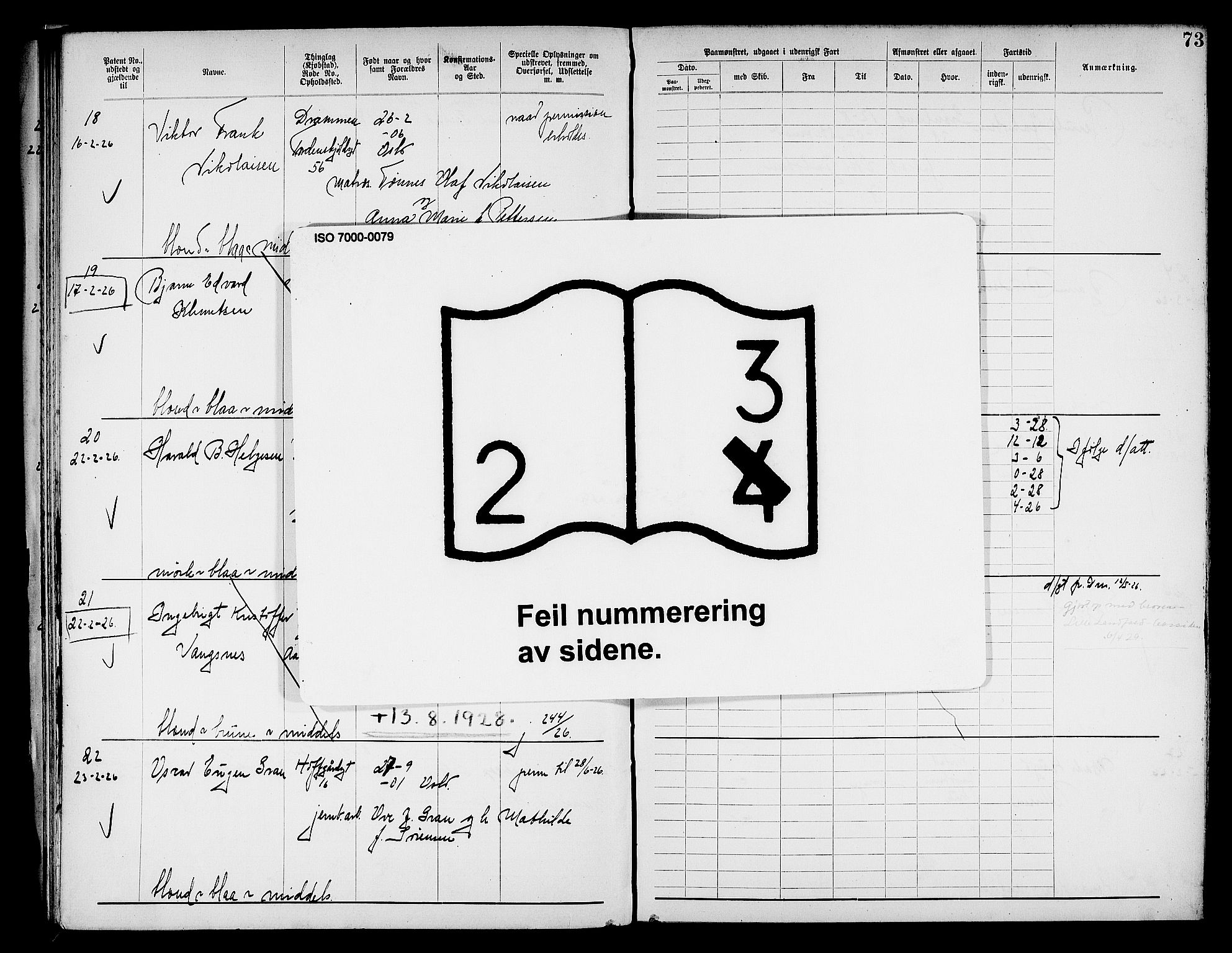 Drammen innrulleringsdistrikt, SAKO/A-781/F/Fd/L0005: Midlertidige patenter, 1923-1926, p. 81