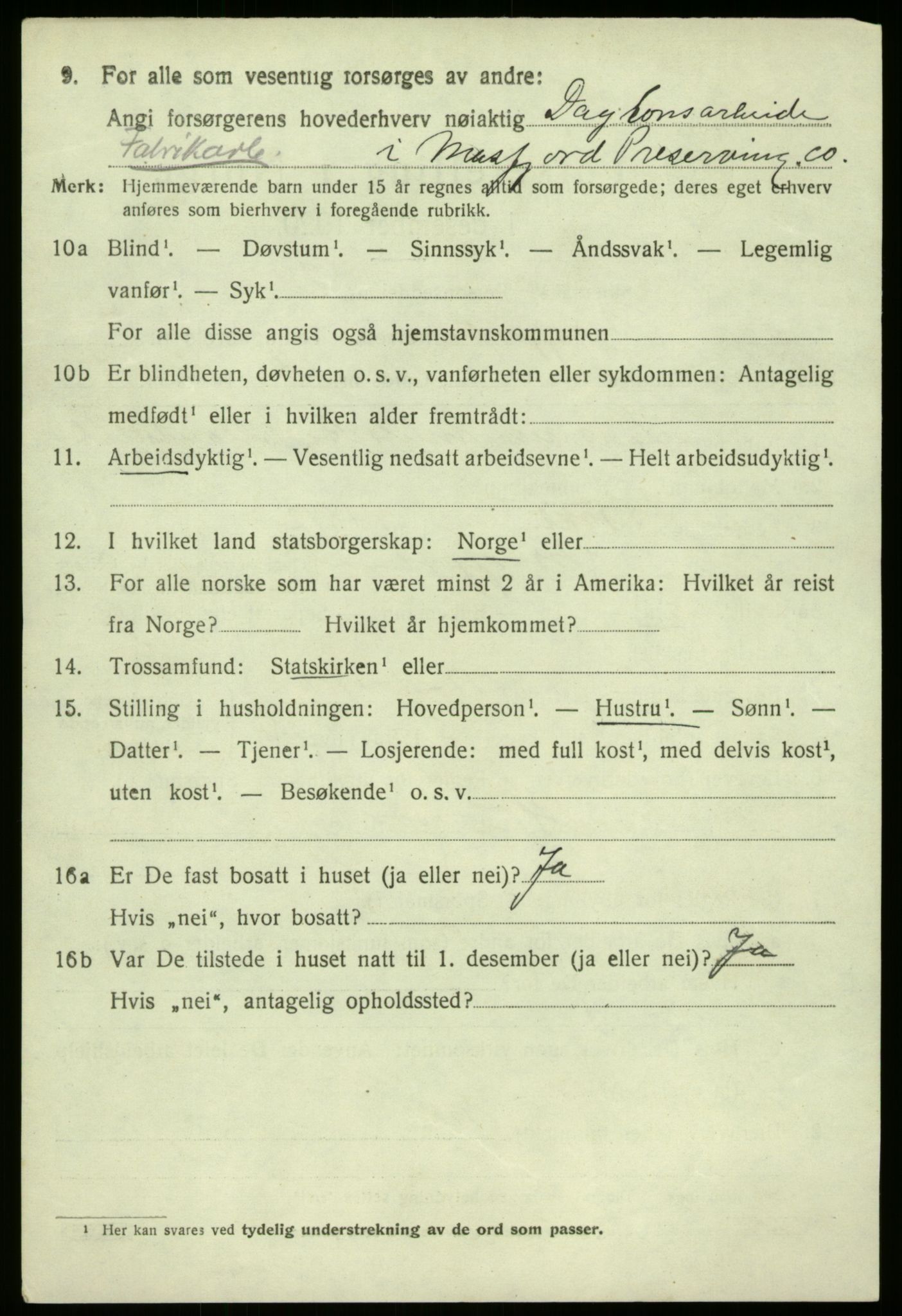 SAB, 1920 census for Masfjorden, 1920, p. 3058