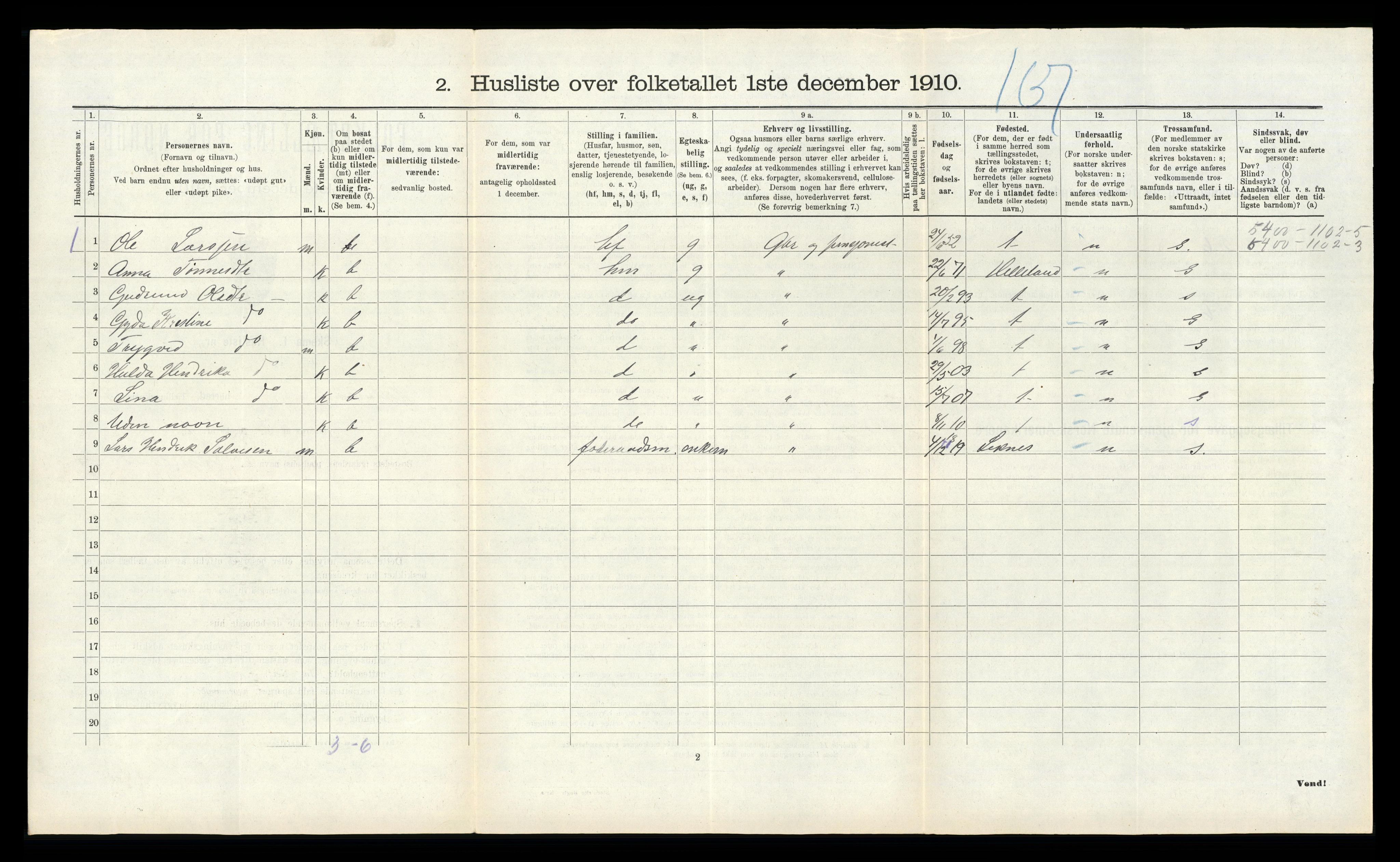 RA, 1910 census for Heskestad, 1910, p. 77