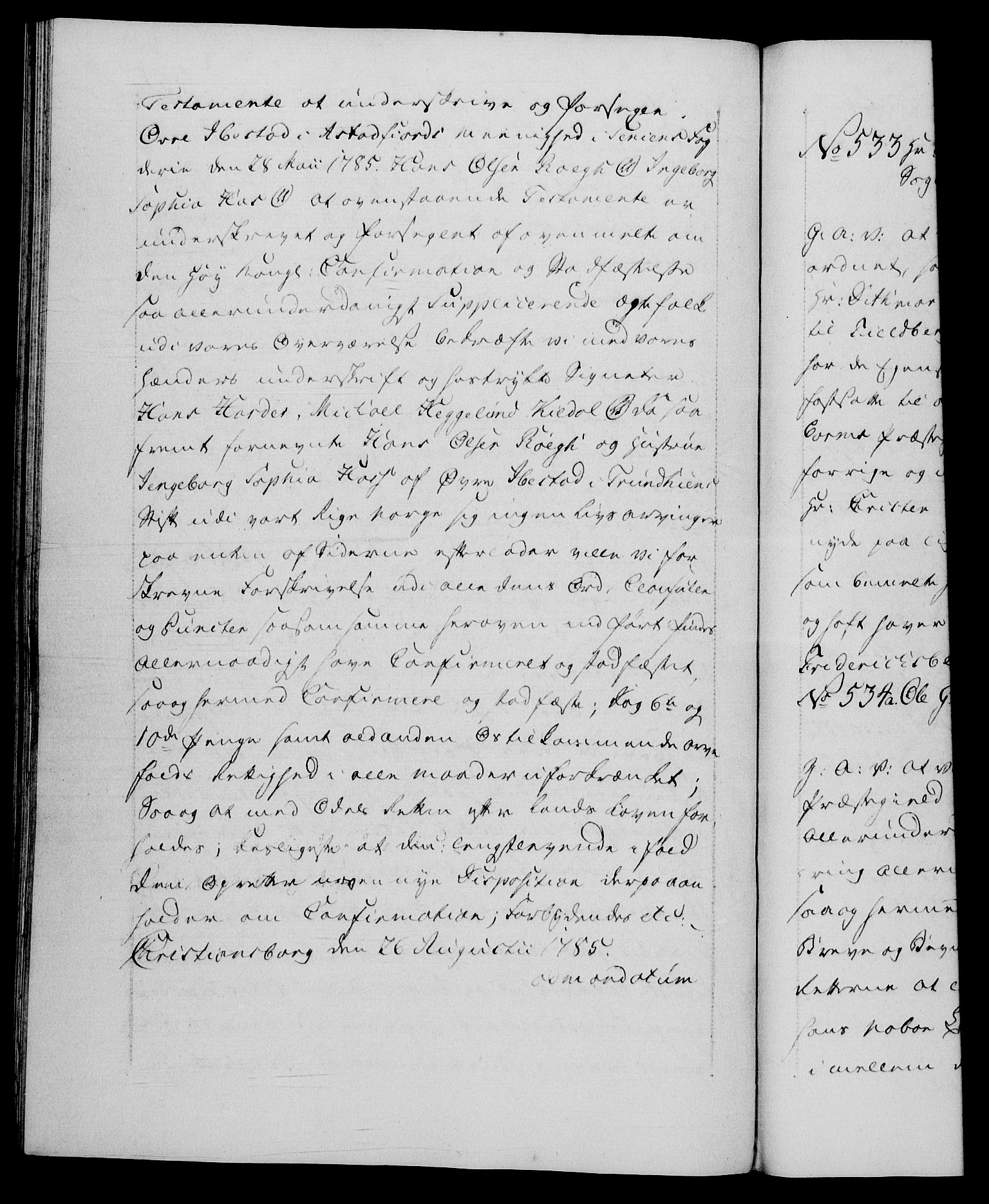 Danske Kanselli 1572-1799, RA/EA-3023/F/Fc/Fca/Fcaa/L0050: Norske registre, 1784-1785, p. 751b