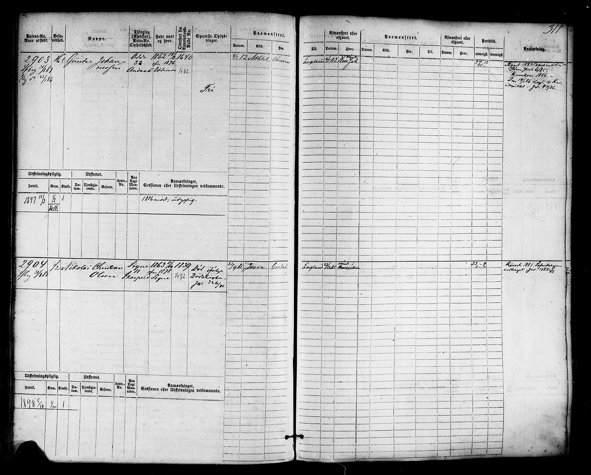 Kristiansand mønstringskrets, AV/SAK-2031-0015/F/Fb/L0006: Hovedrulle nr 2283-3048, I-13, 1876-1915, s. 327