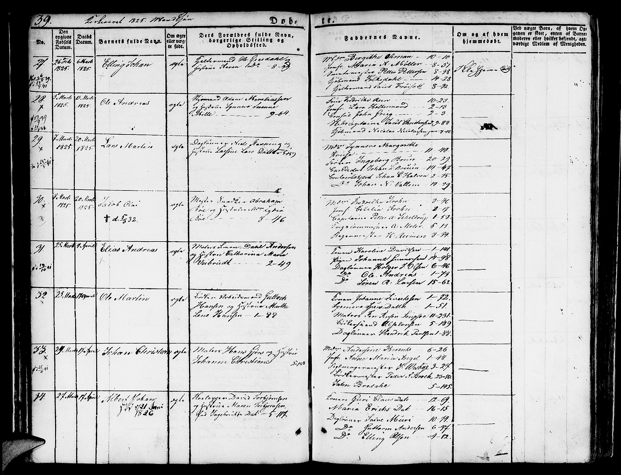 Nykirken Sokneprestembete, AV/SAB-A-77101/H/Hab: Klokkerbok nr. A 5I, 1821-1841, s. 39