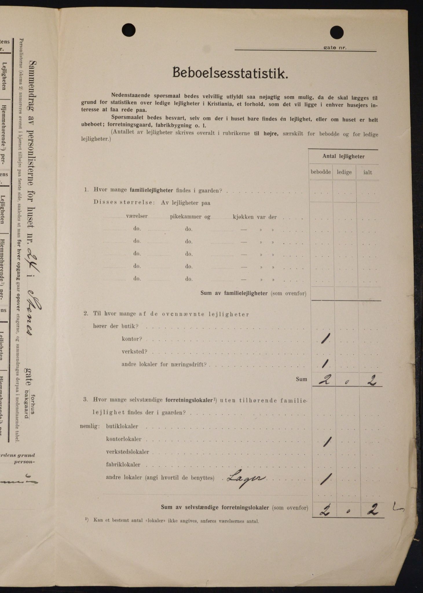 OBA, Kommunal folketelling 1.2.1909 for Kristiania kjøpstad, 1909, s. 91885