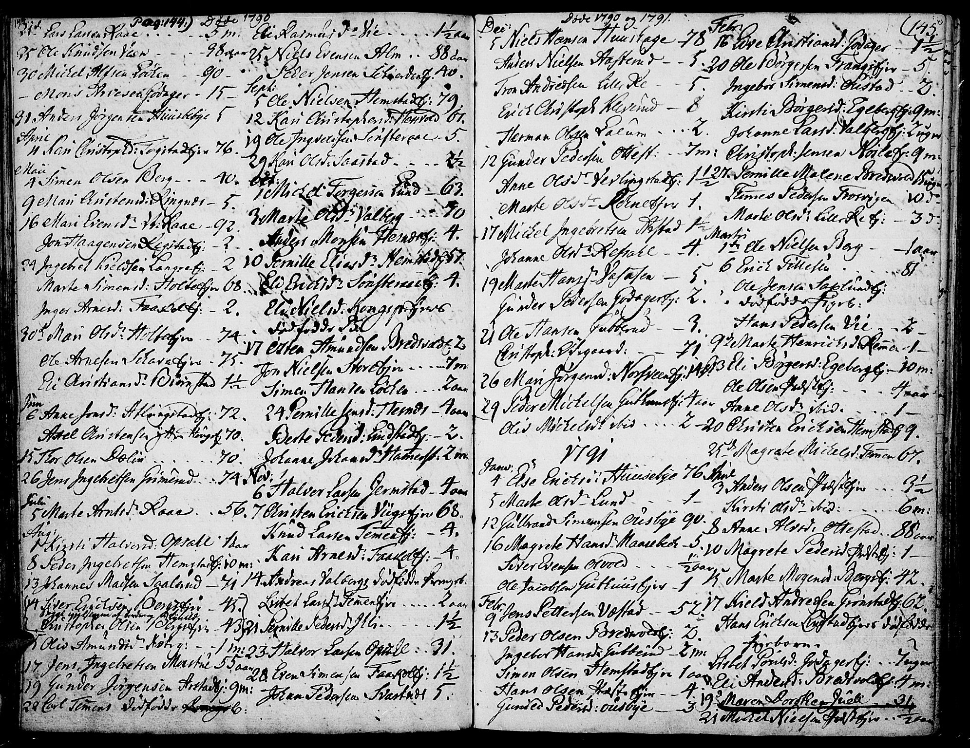 Stange prestekontor, AV/SAH-PREST-002/K/L0007: Ministerialbok nr. 7, 1788-1813, s. 144-145