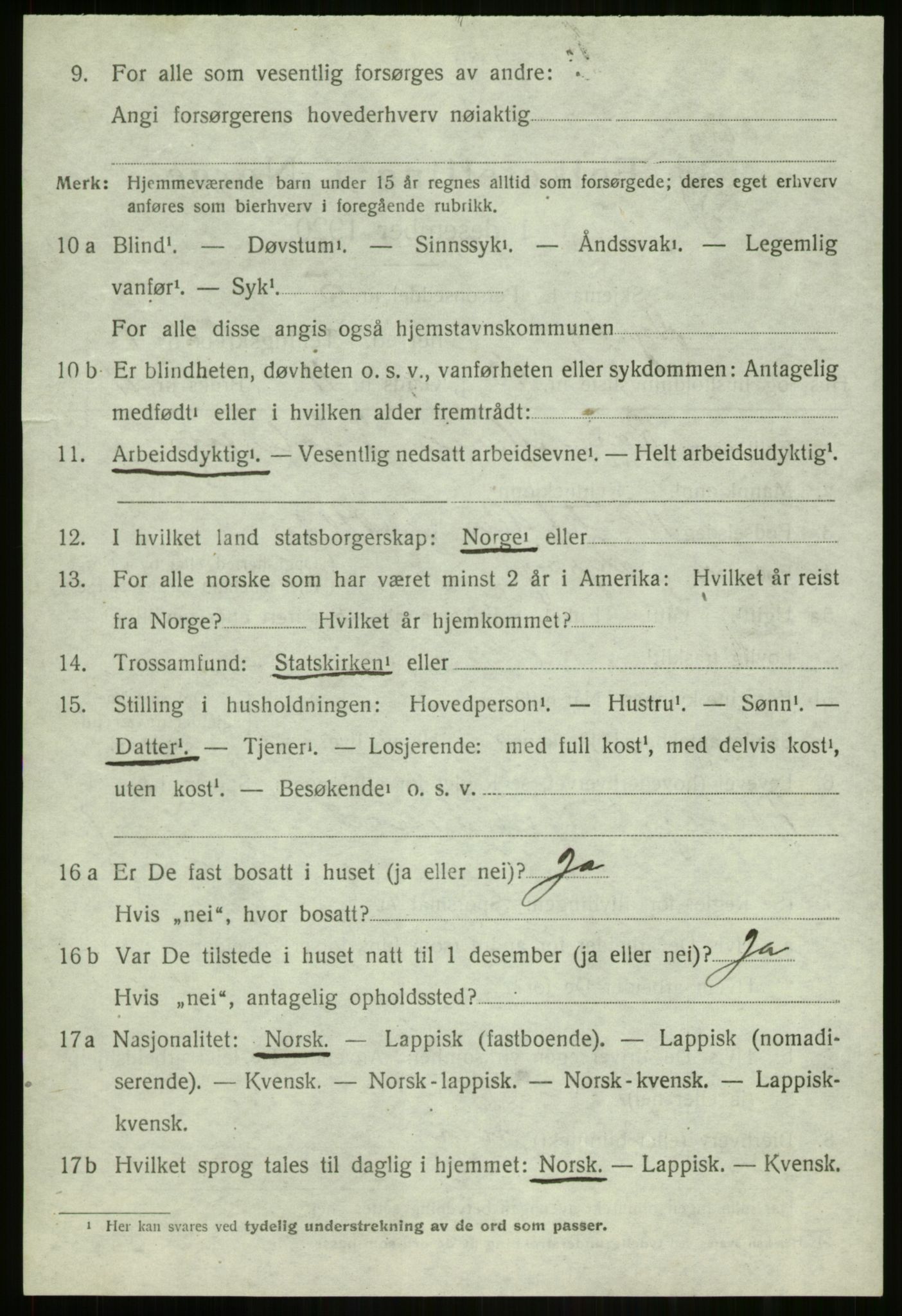 SATØ, Folketelling 1920 for 1926 Dyrøy herred, 1920, s. 1266