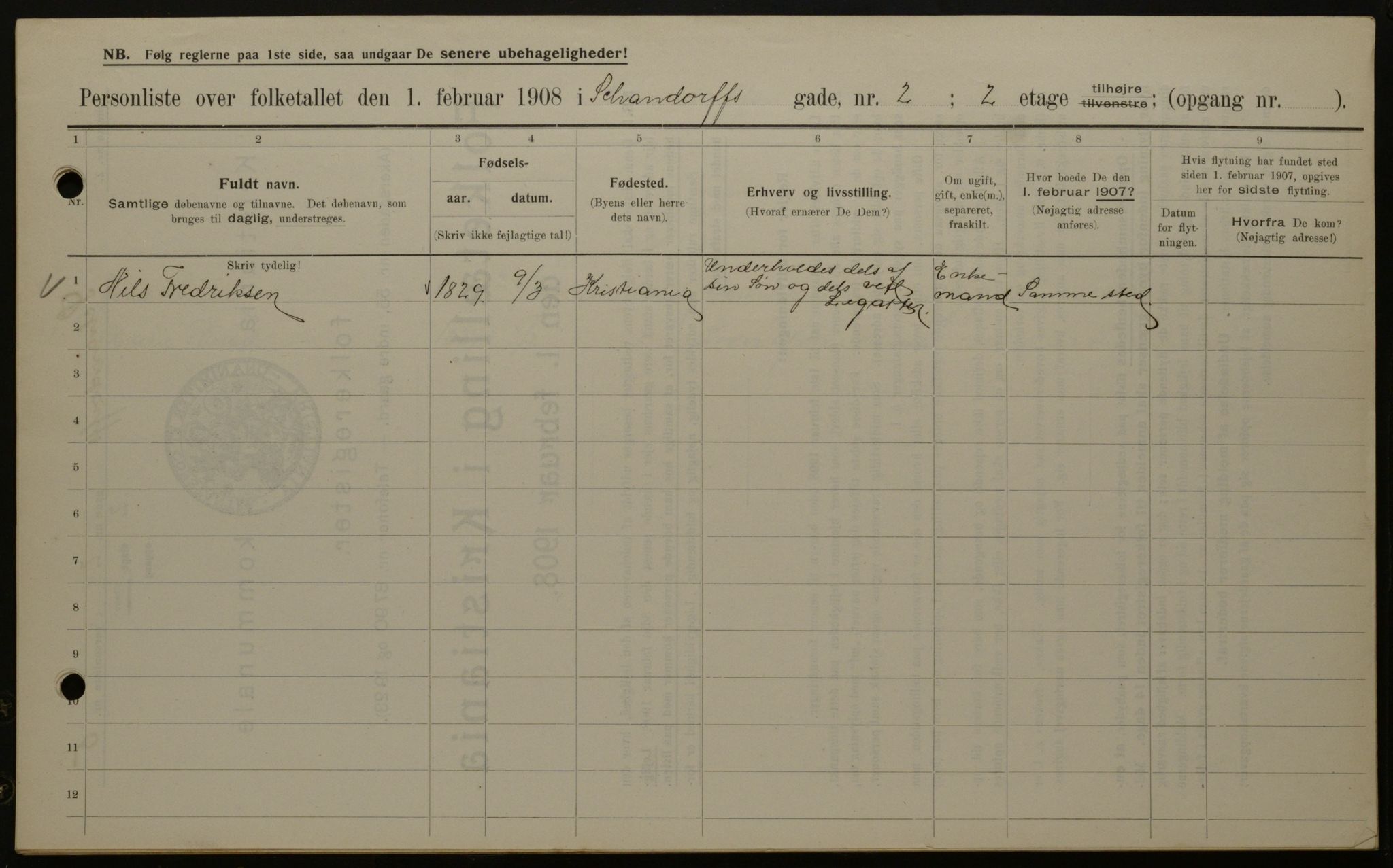 OBA, Kommunal folketelling 1.2.1908 for Kristiania kjøpstad, 1908, s. 80636