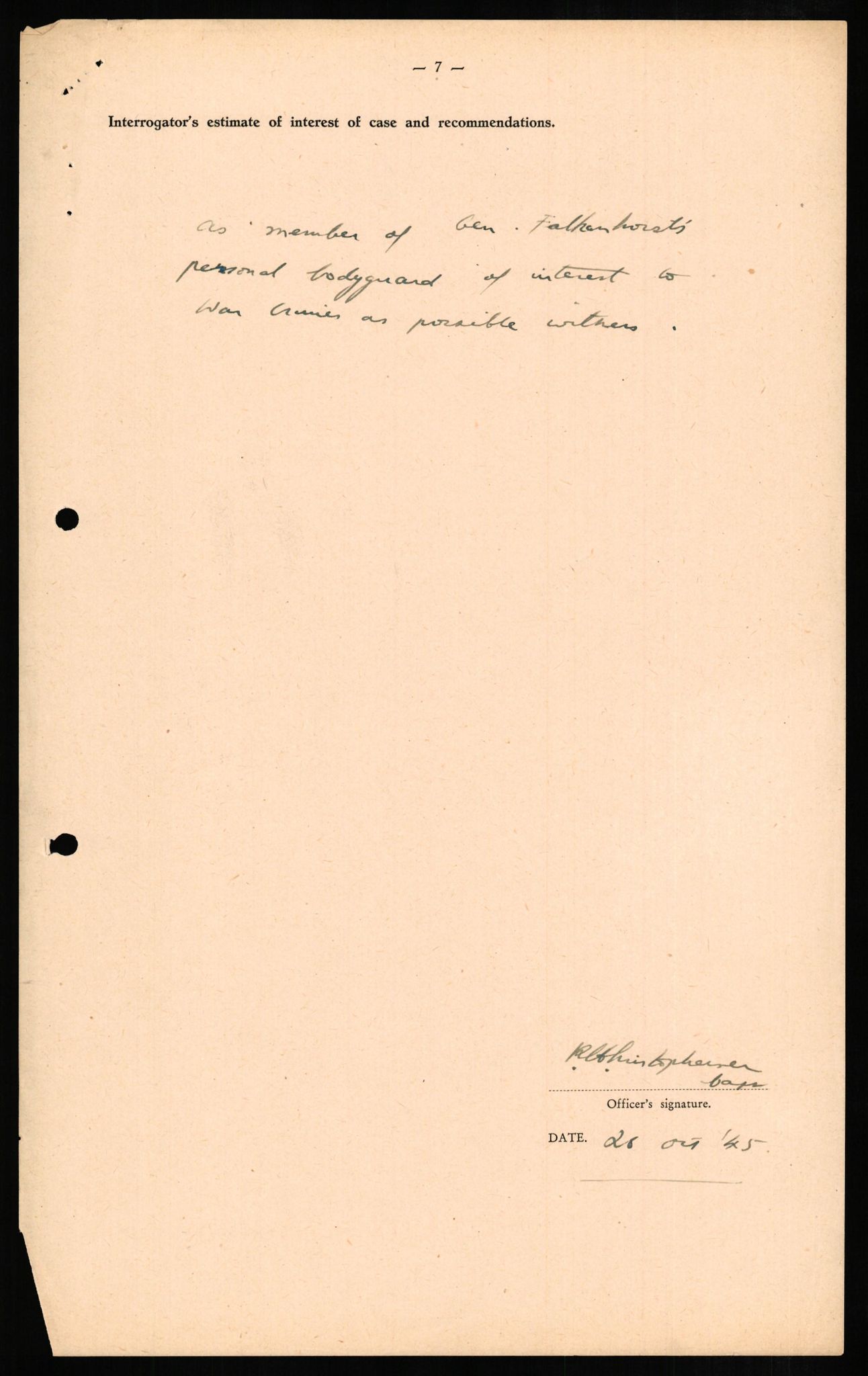 Forsvaret, Forsvarets overkommando II, AV/RA-RAFA-3915/D/Db/L0010: CI Questionaires. Tyske okkupasjonsstyrker i Norge. Tyskere., 1945-1946, s. 662