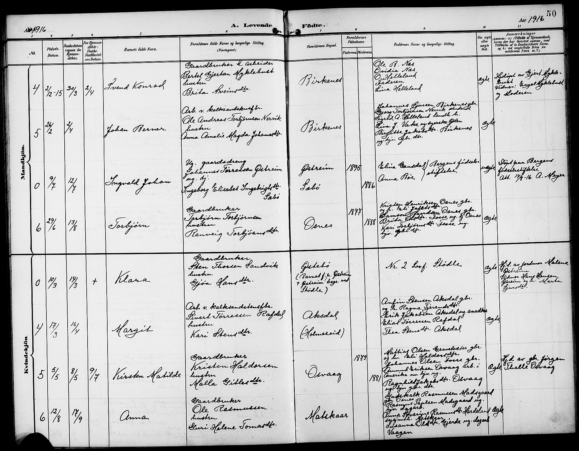 Etne sokneprestembete, AV/SAB-A-75001/H/Hab: Klokkerbok nr. B 5, 1898-1926, s. 50