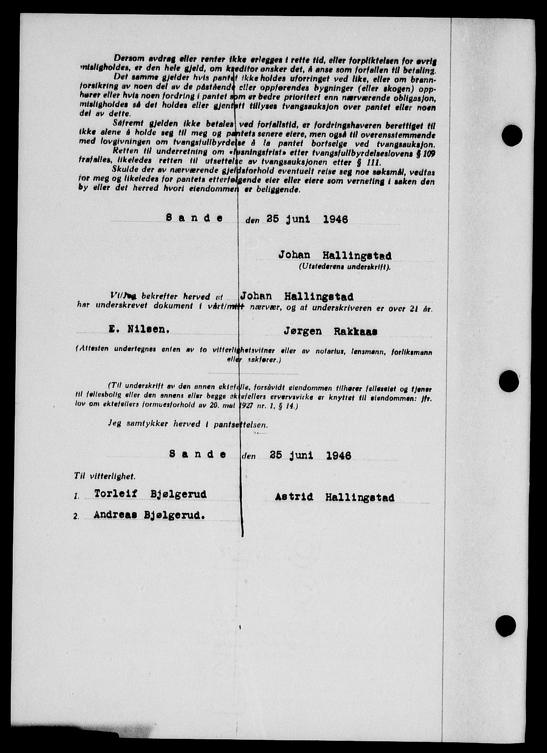 Holmestrand sorenskriveri, SAKO/A-67/G/Ga/Gab/L0056: Pantebok nr. B-56, 1946-1947