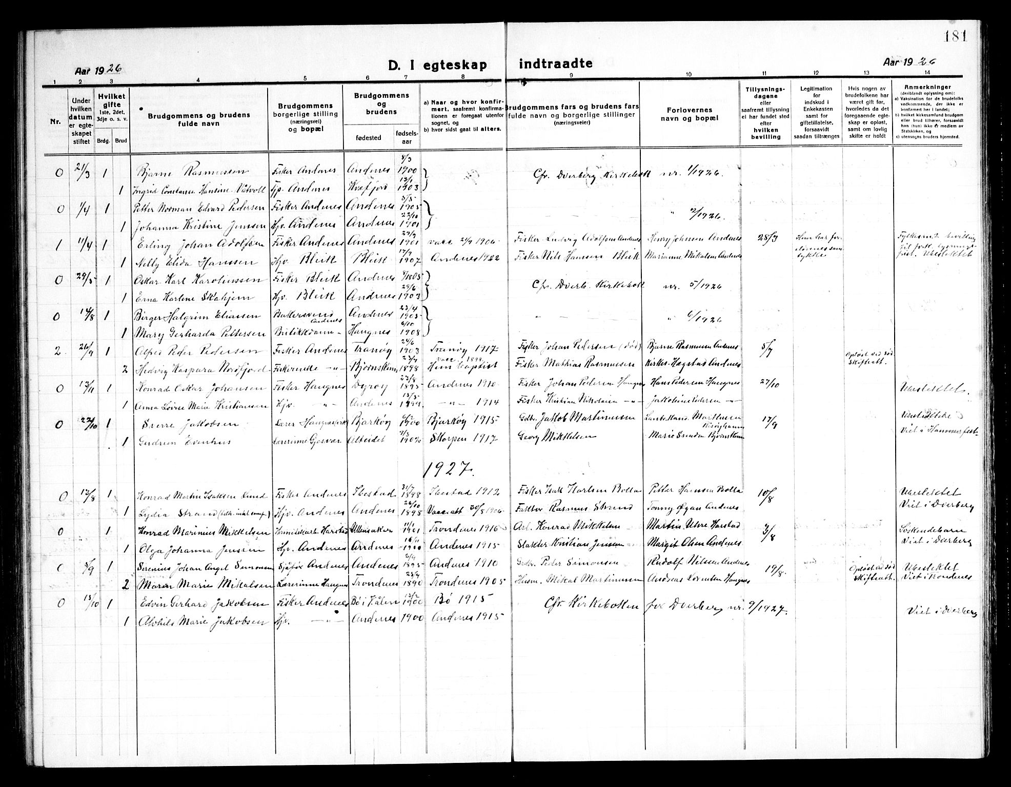 Ministerialprotokoller, klokkerbøker og fødselsregistre - Nordland, SAT/A-1459/899/L1450: Klokkerbok nr. 899C05, 1918-1945, s. 181