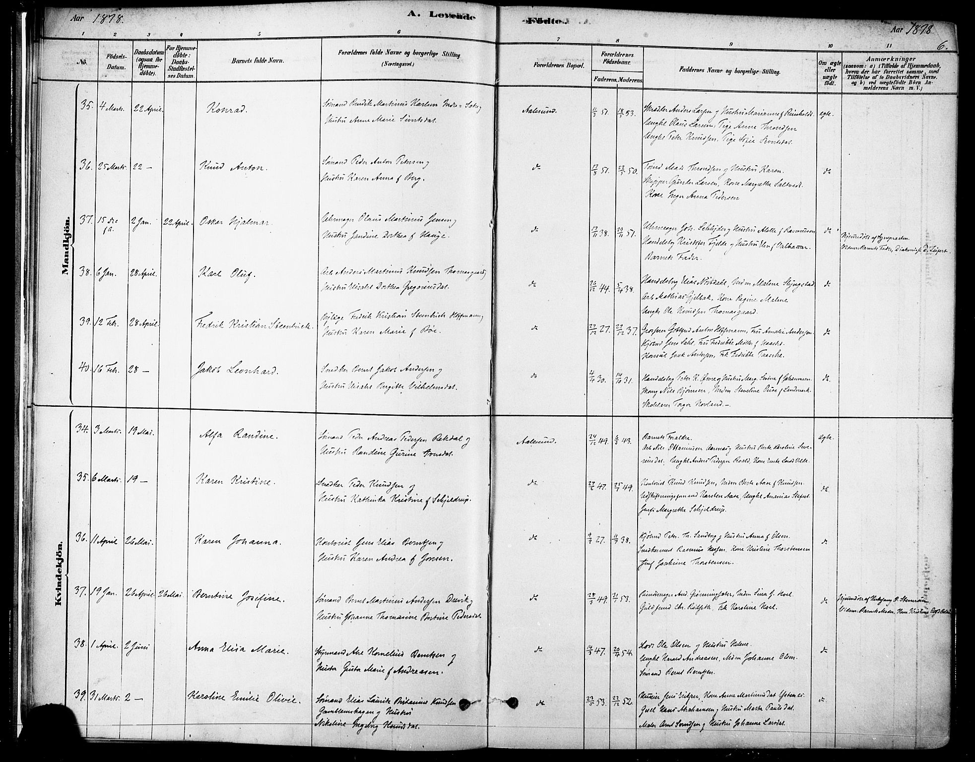 Ministerialprotokoller, klokkerbøker og fødselsregistre - Møre og Romsdal, AV/SAT-A-1454/529/L0454: Ministerialbok nr. 529A04, 1878-1885, s. 6