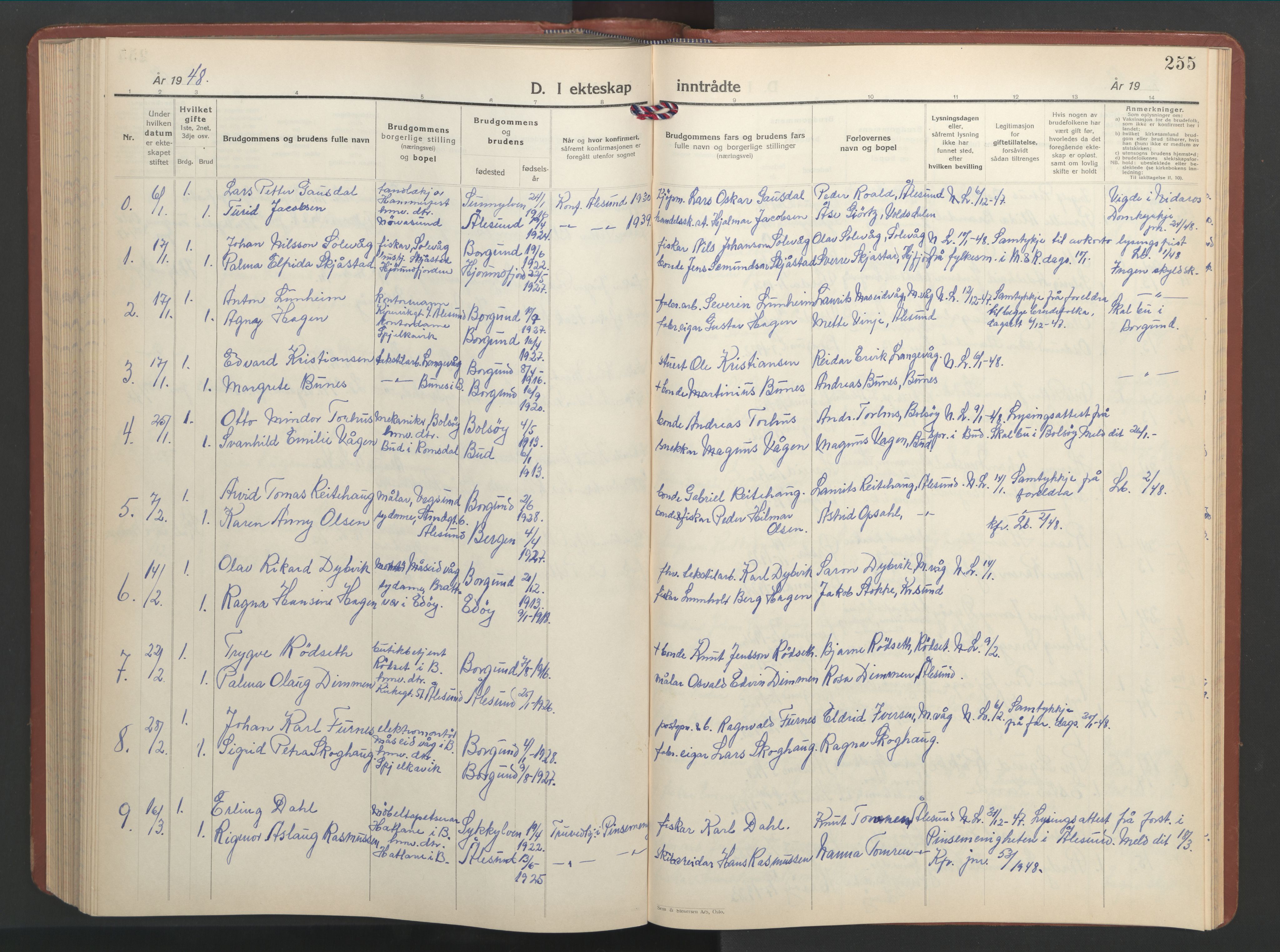 Ministerialprotokoller, klokkerbøker og fødselsregistre - Møre og Romsdal, SAT/A-1454/528/L0437: Klokkerbok nr. 528C18, 1939-1948, s. 255