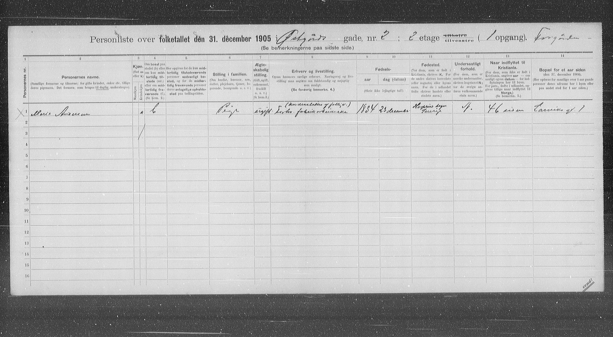 OBA, Kommunal folketelling 31.12.1905 for Kristiania kjøpstad, 1905, s. 67862
