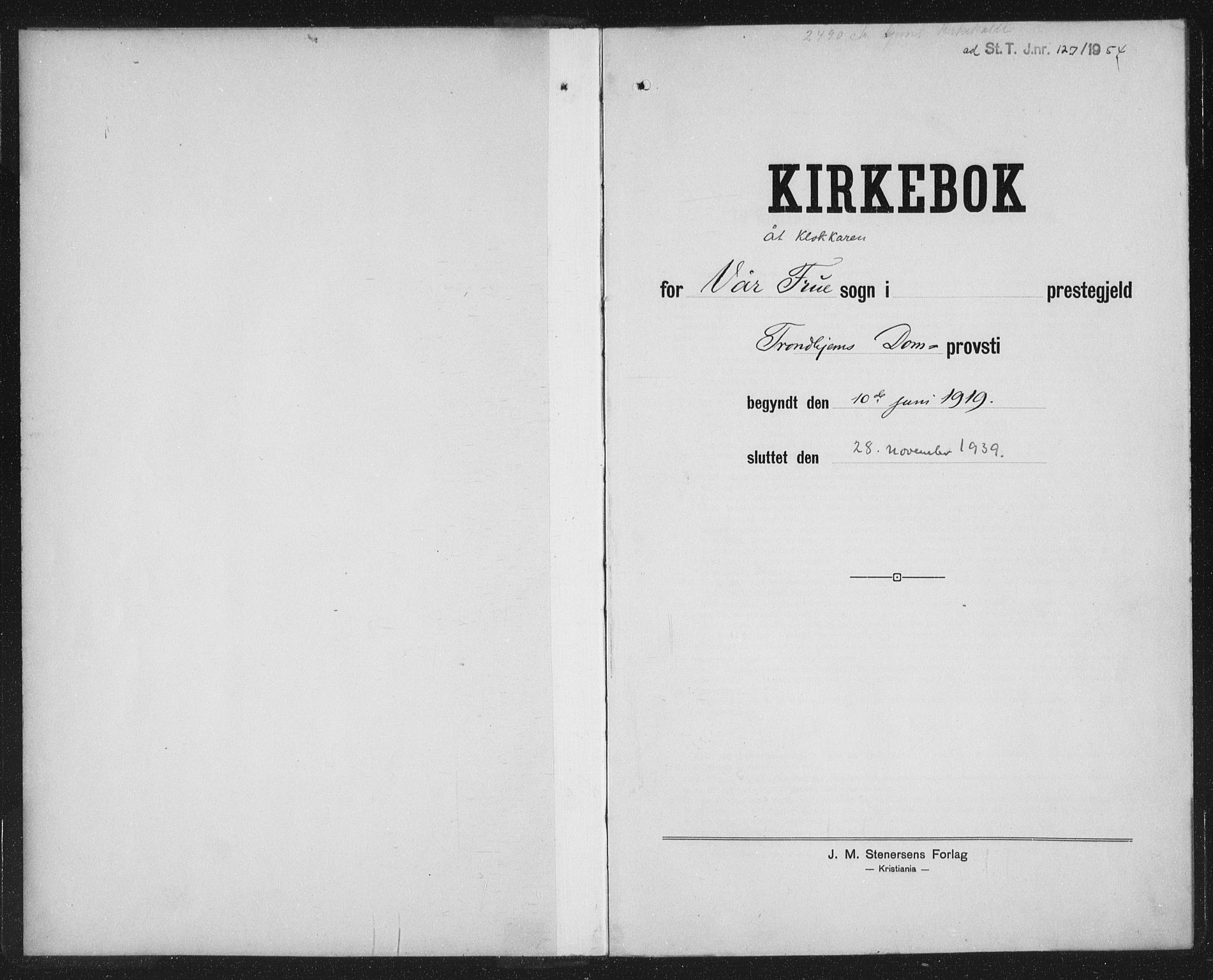 Ministerialprotokoller, klokkerbøker og fødselsregistre - Sør-Trøndelag, SAT/A-1456/602/L0148: Klokkerbok nr. 602C16, 1919-1939