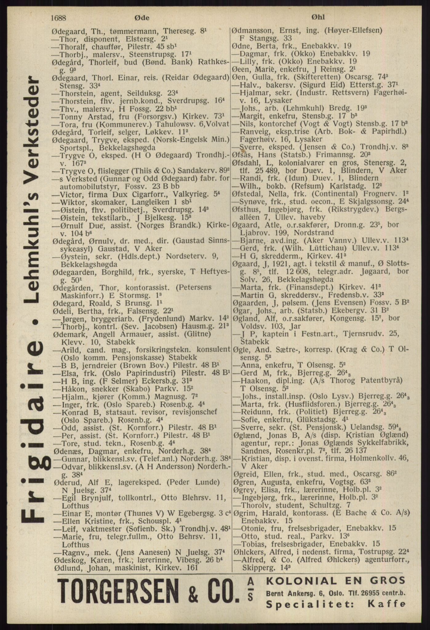 Kristiania/Oslo adressebok, PUBL/-, 1939, s. 1688