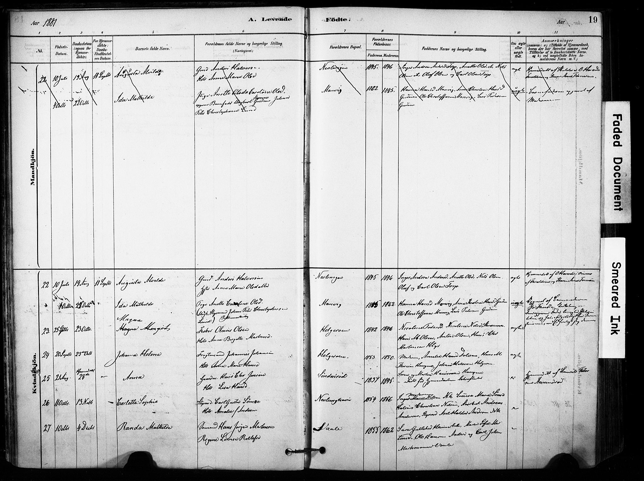 Brunlanes kirkebøker, AV/SAKO-A-342/F/Fb/L0001: Ministerialbok nr. II 1, 1878-1899, s. 19