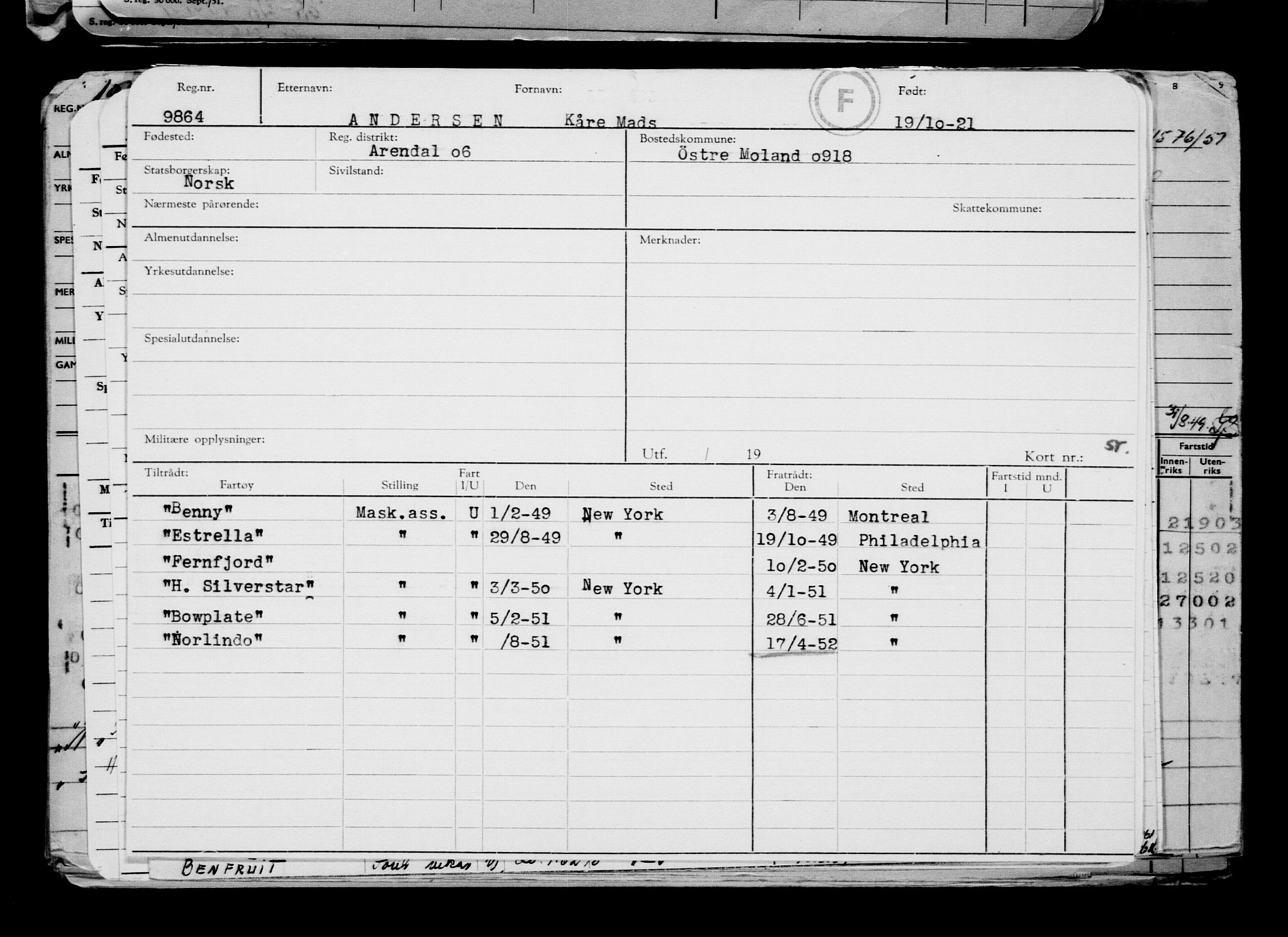 Direktoratet for sjømenn, AV/RA-S-3545/G/Gb/L0199: Hovedkort, 1921, s. 109