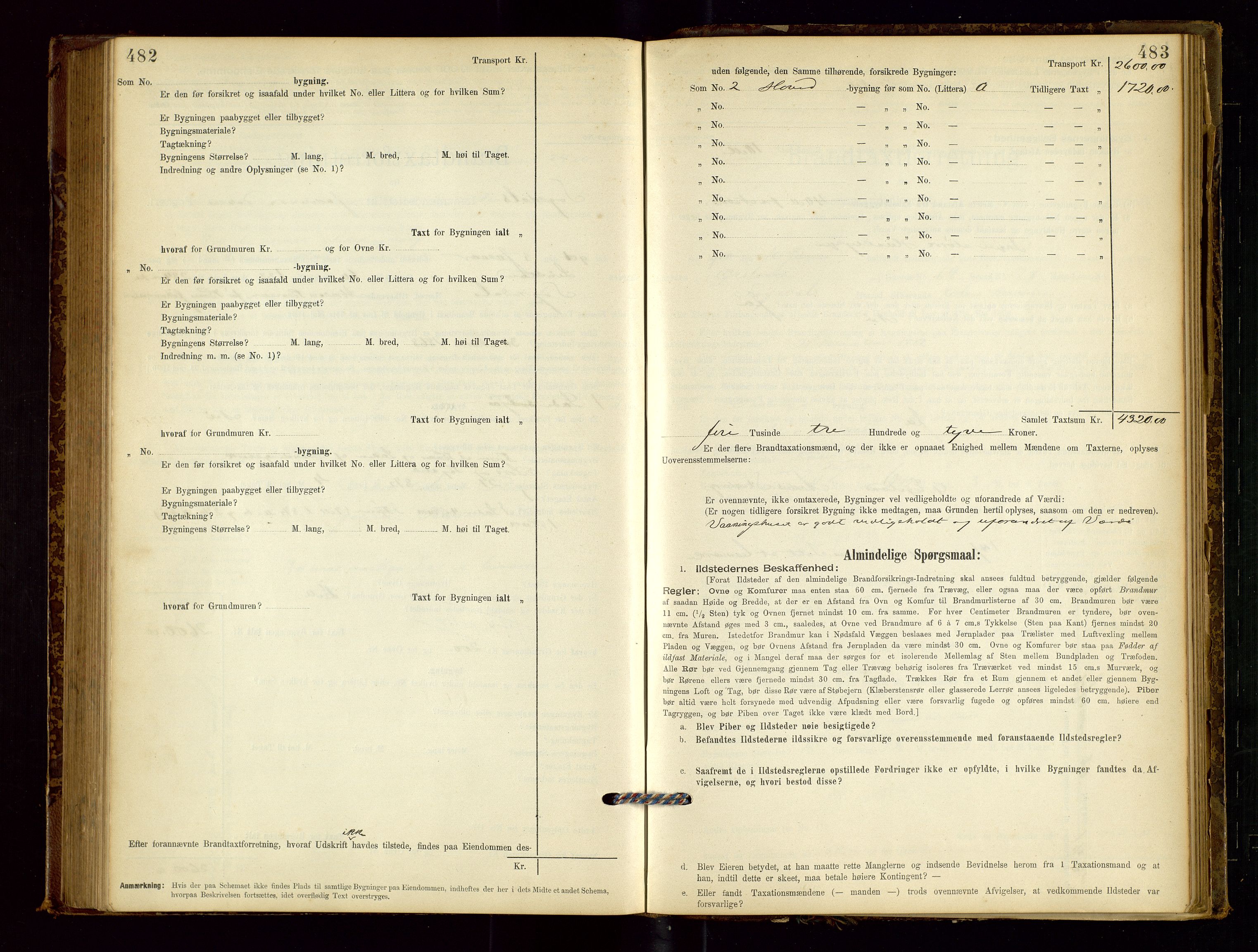 Sokndal lensmannskontor, AV/SAST-A-100417/Gob/L0001: "Brandtaxt-Protokol", 1895-1902, s. 482-483