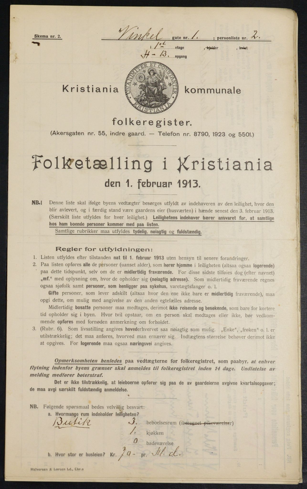 OBA, Kommunal folketelling 1.2.1913 for Kristiania, 1913, s. 123614