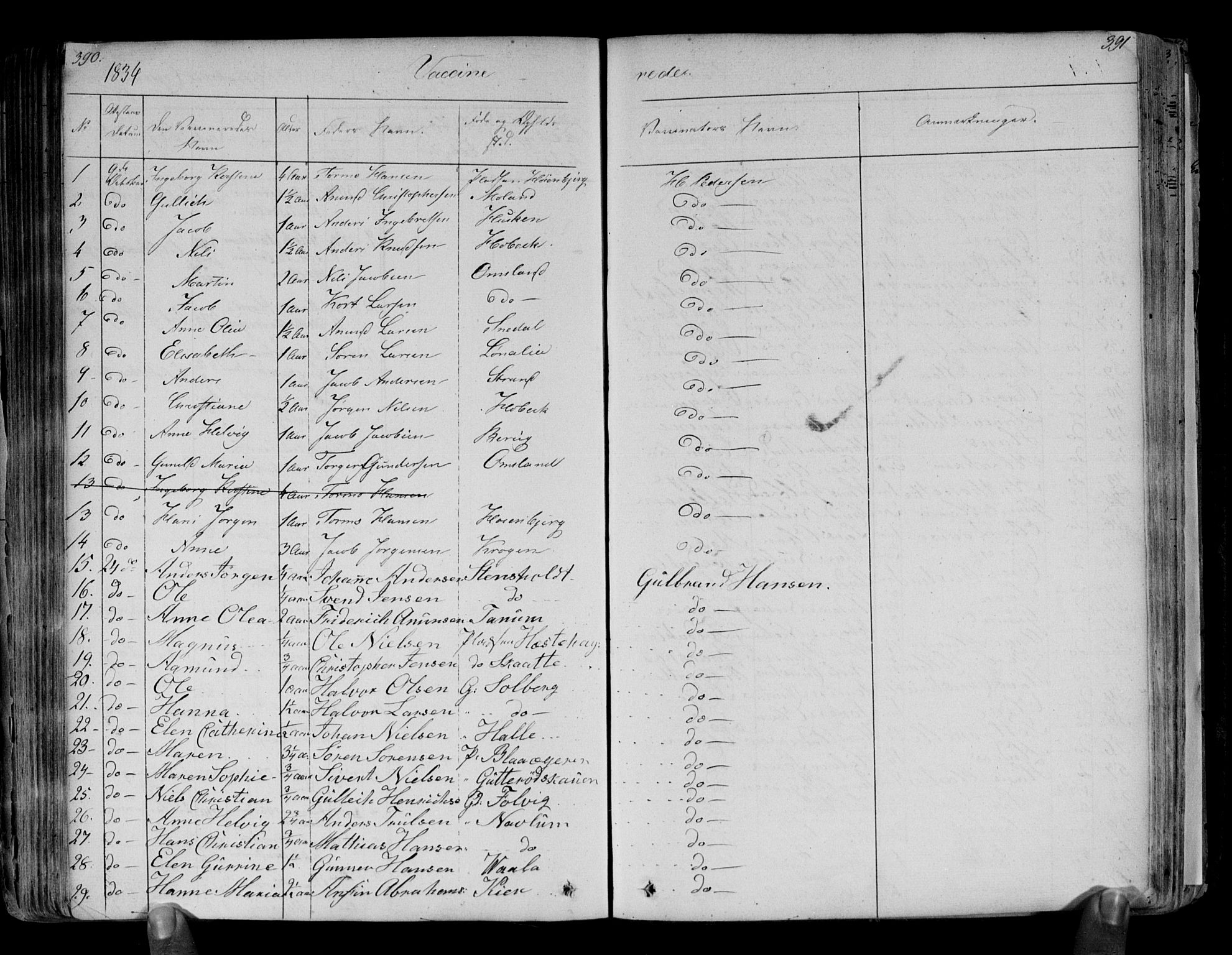 Brunlanes kirkebøker, AV/SAKO-A-342/F/Fa/L0003: Ministerialbok nr. I 3, 1834-1845, s. 390-391