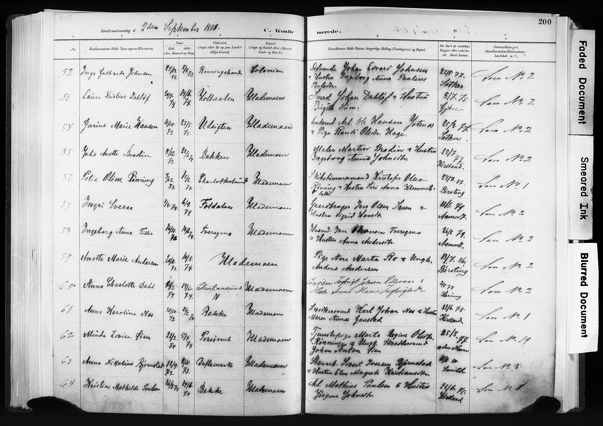 Ministerialprotokoller, klokkerbøker og fødselsregistre - Sør-Trøndelag, SAT/A-1456/606/L0300: Ministerialbok nr. 606A15, 1886-1893, s. 200