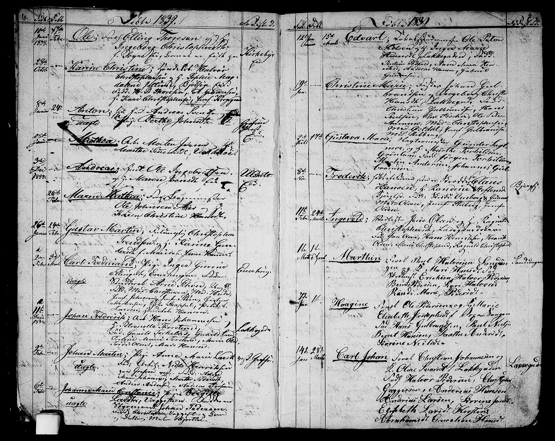 Aker prestekontor kirkebøker, AV/SAO-A-10861/G/L0007: Klokkerbok nr. 7, 1838-1846, s. 6-7