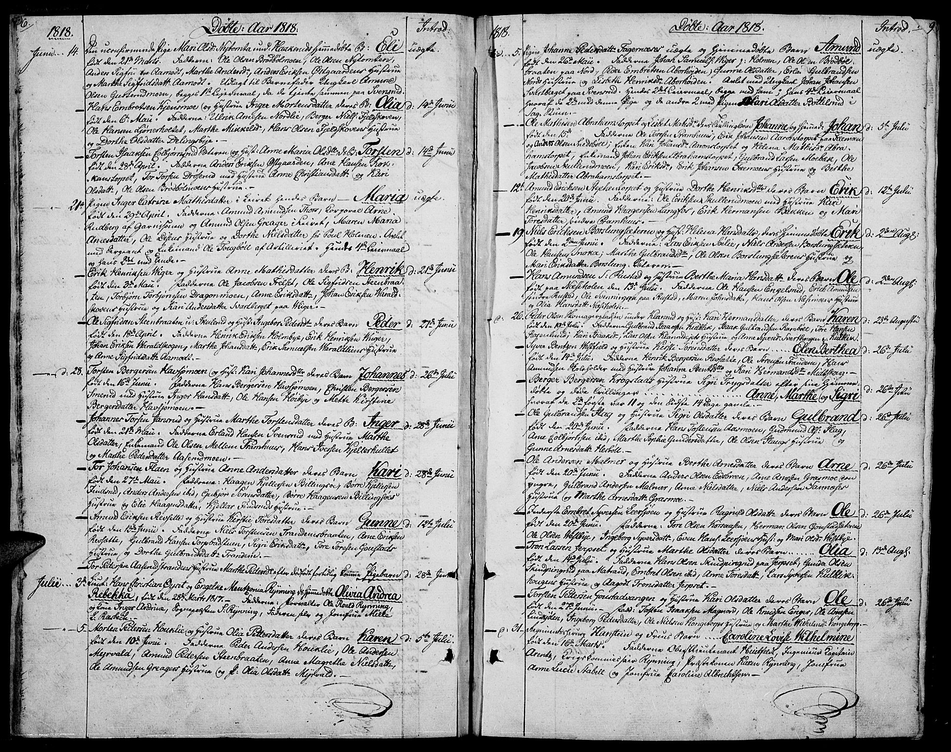 Vinger prestekontor, AV/SAH-PREST-024/H/Ha/Hab/L0002: Klokkerbok nr. 2, 1818-1834, s. 6-7