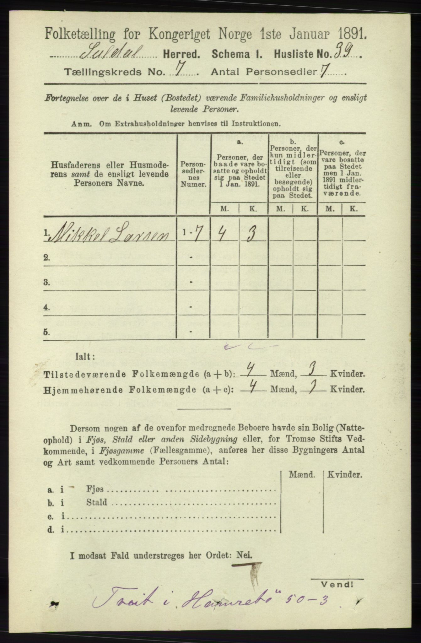 RA, Folketelling 1891 for 1134 Suldal herred, 1891, s. 1977