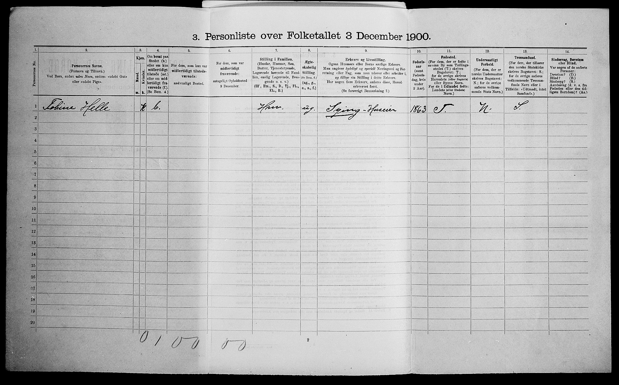 SAK, Folketelling 1900 for 1004 Flekkefjord kjøpstad, 1900, s. 1191